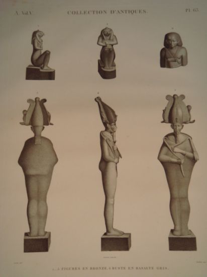 DESCRIPTION DE L'EGYPTE. Collection d'antiques. Figures en bronze, Buste en …