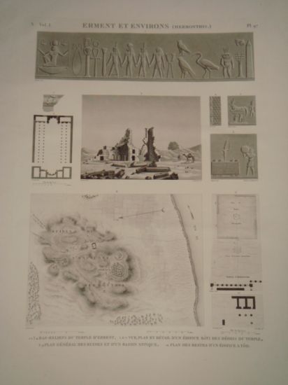 DESCRIPTION DE L'EGYPTE. Erment et environs (Hermonthis). Bas-reliefs du temple …