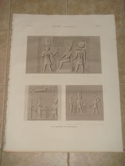 DESCRIPTION DE L'EGYPTE. Esné (Latopolis). Bas-reliefs du portique. (ANTIQUITES, volume …