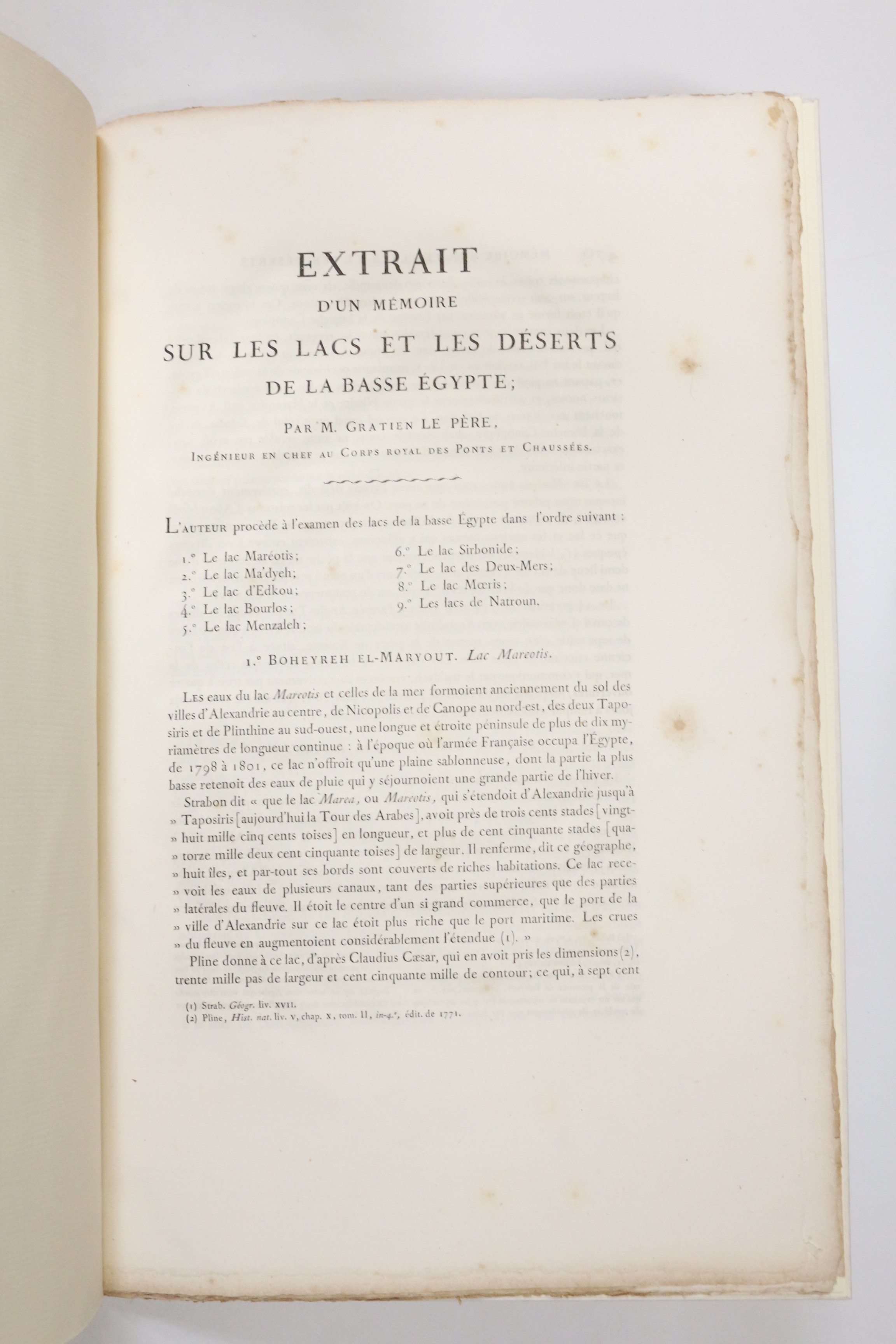 Description de l'Egypte. Extrait d'un mémoire sur les lacs et …