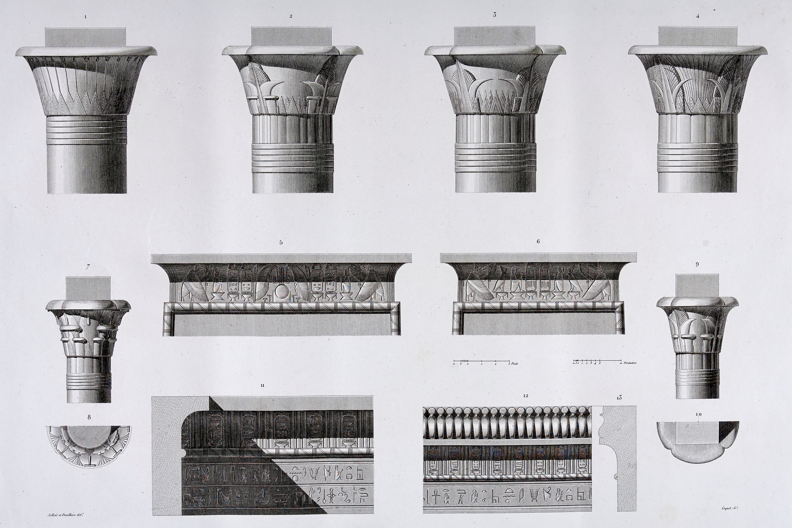 DESCRIPTION DE L'EGYPTE. Ile de Philae. Chapiteaux et corniches du …