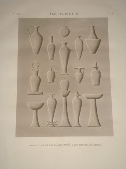 DESCRIPTION DE L'EGYPTE. Ile de Philae. Collection de vases sculptés …