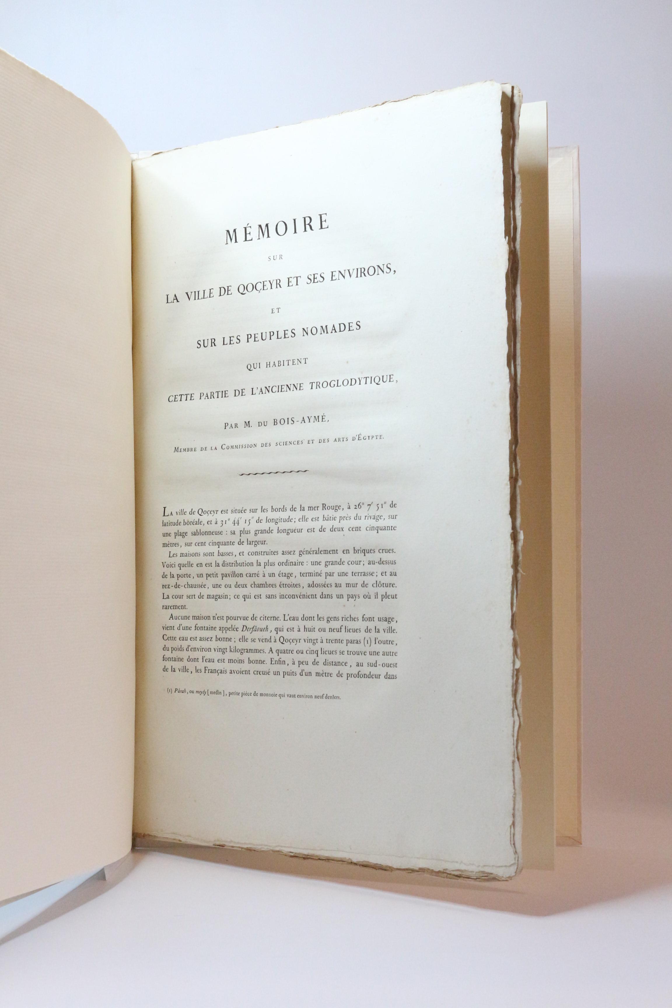 Description de l'Egypte. Mémoire sur la ville de Qoçeyr et …