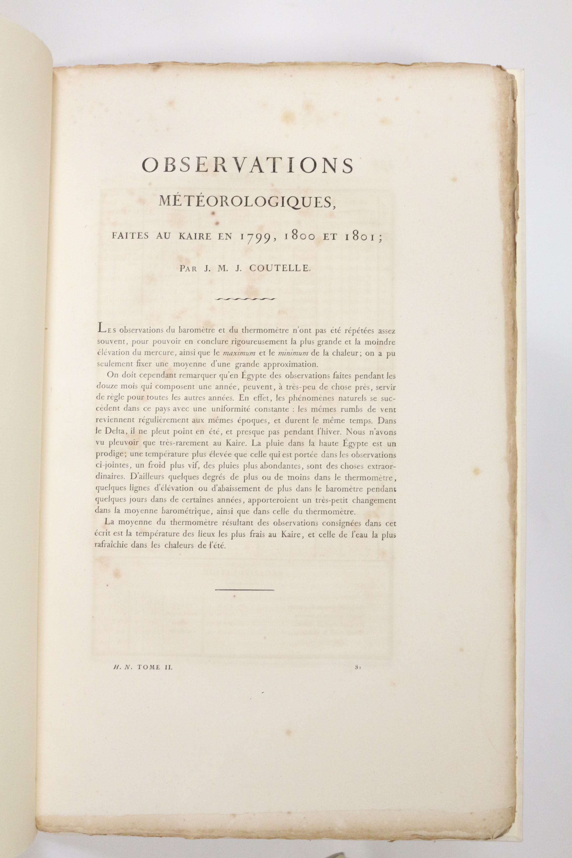 Description de l'Egypte. Observations météorologiques faites au Kaire en 1799, …