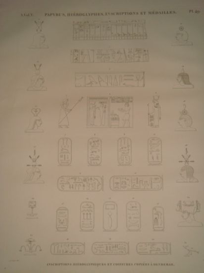 DESCRIPTION DE L'EGYPTE. Papyrus. Hiéroglyphes. Inscriptions et médailles. Inscriptions hiéroglyphiques …