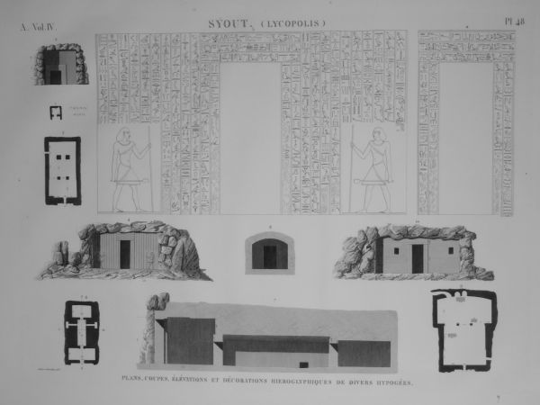 DESCRIPTION DE L'EGYPTE. Syout (Lycopolis). Plans, coupes, élévations et décorations …