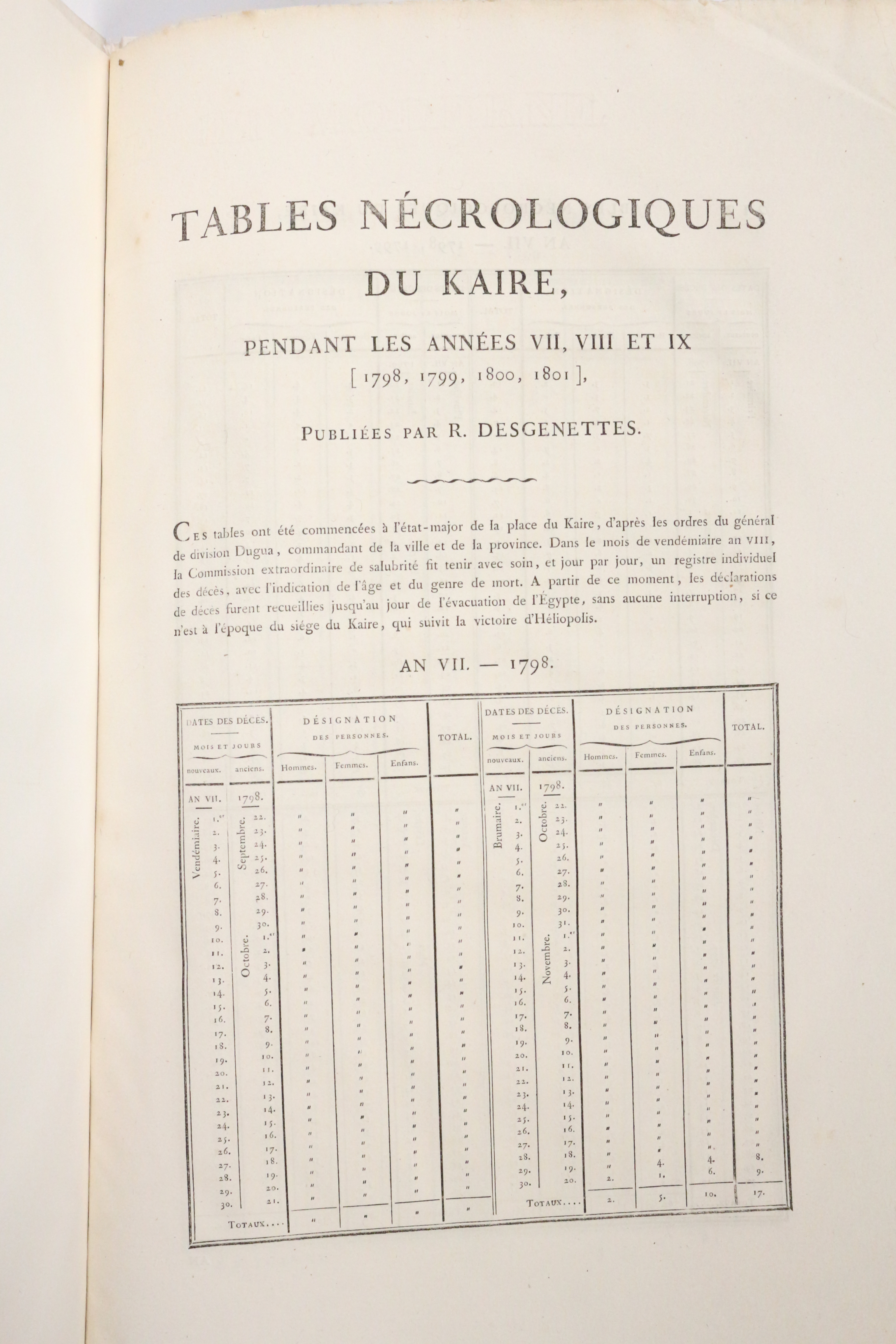 Description de l'Egypte. Tables nécrologiques du Kaire, pendant les années …