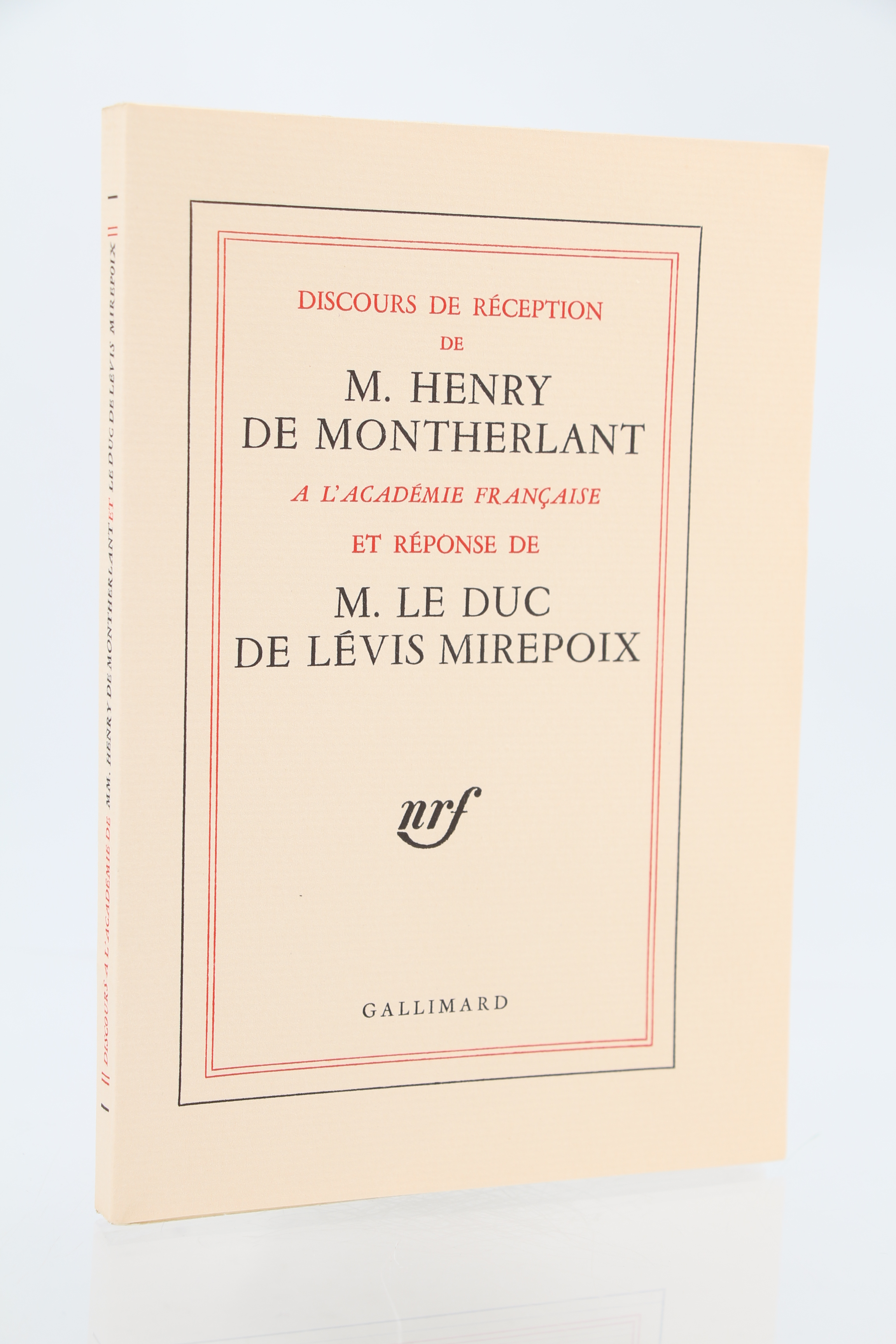 Discours de réception de Henry de Montherlant à l'Académie Française …