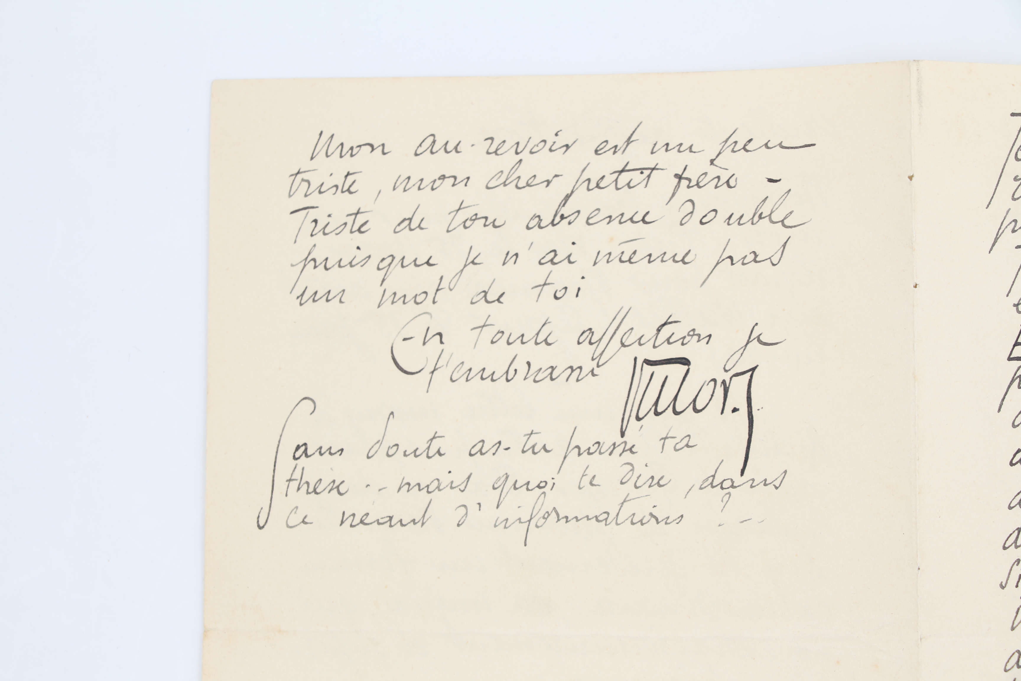 Double lettre autographe signée adressée à Emile Mignard et agrémentée …
