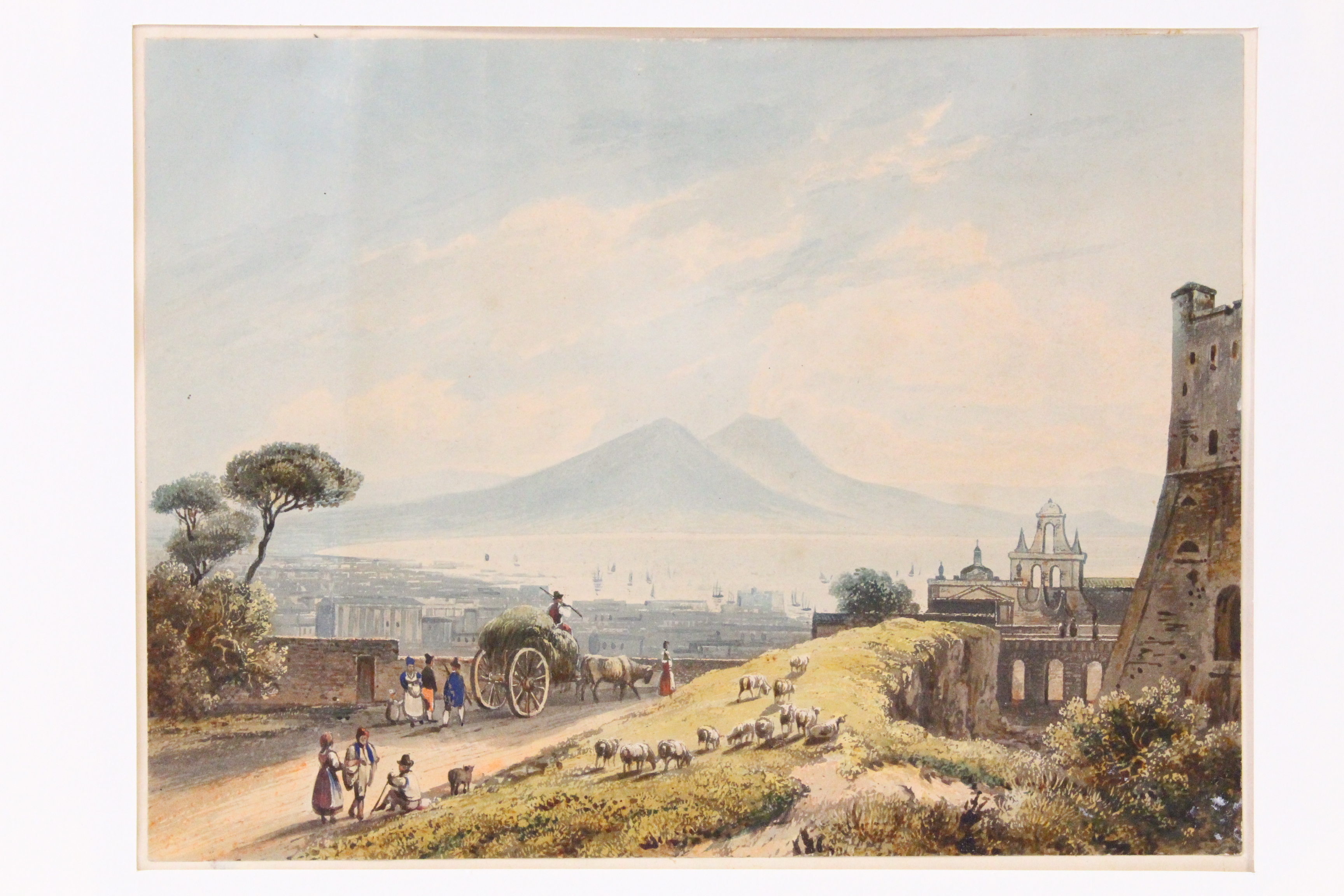 [ECOLE NAPOLITAINE] Vue du Vésuve depuis la baie de Naples