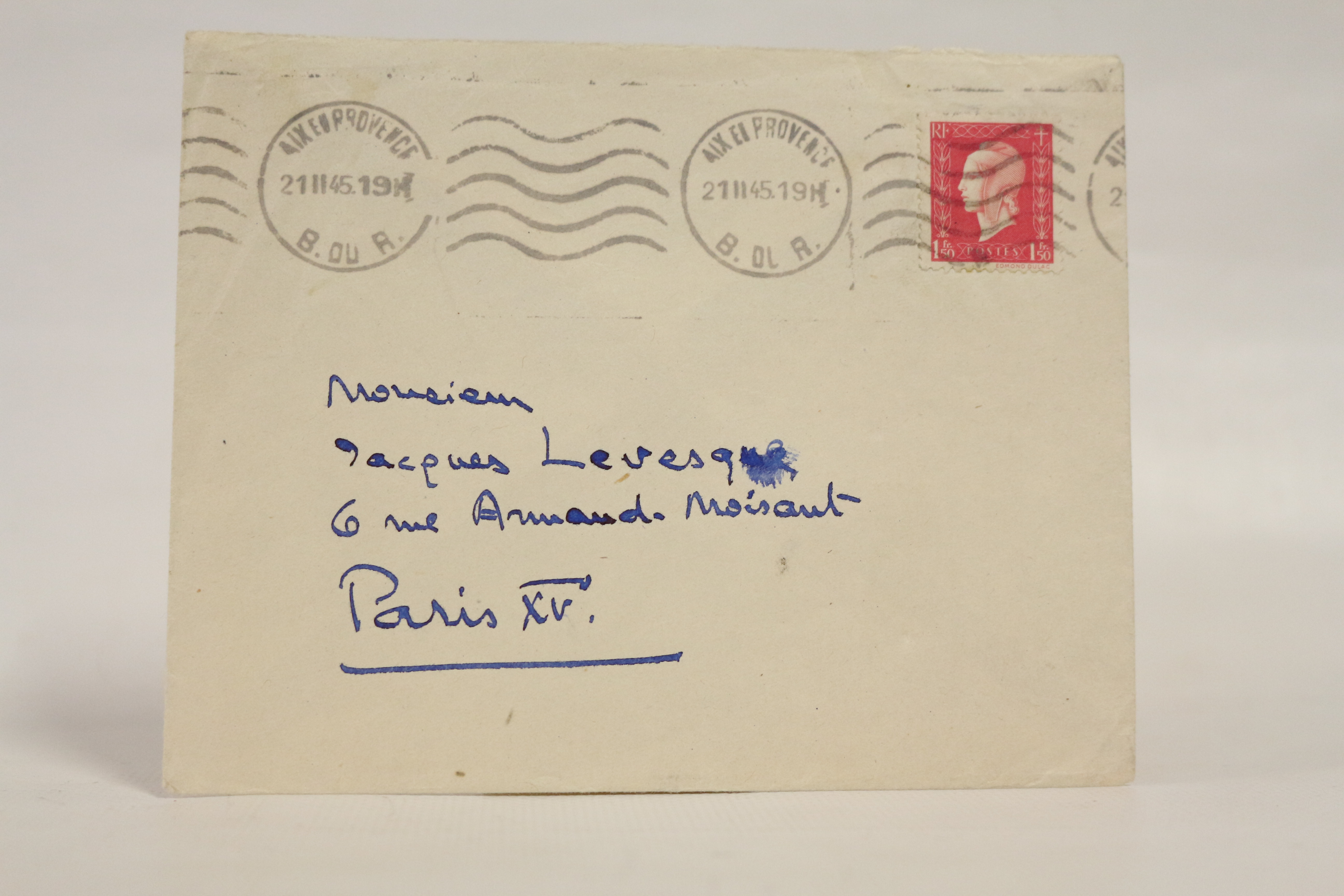 Enveloppe envoyée à son ami Jacques-Henri Levesque à son adresse …