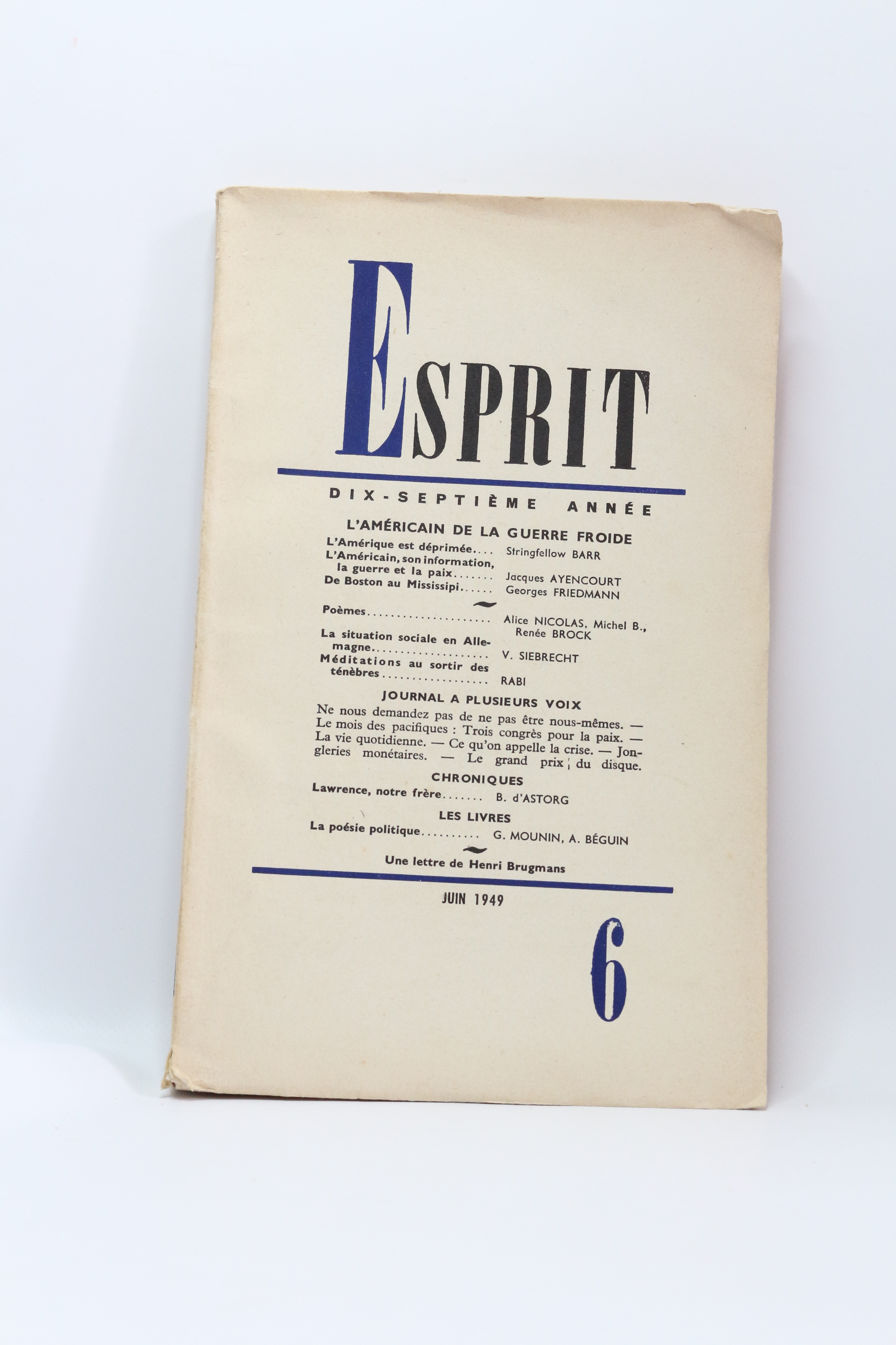 Esprit. L'américain de la guerre froide. N°6 de la 17ème …