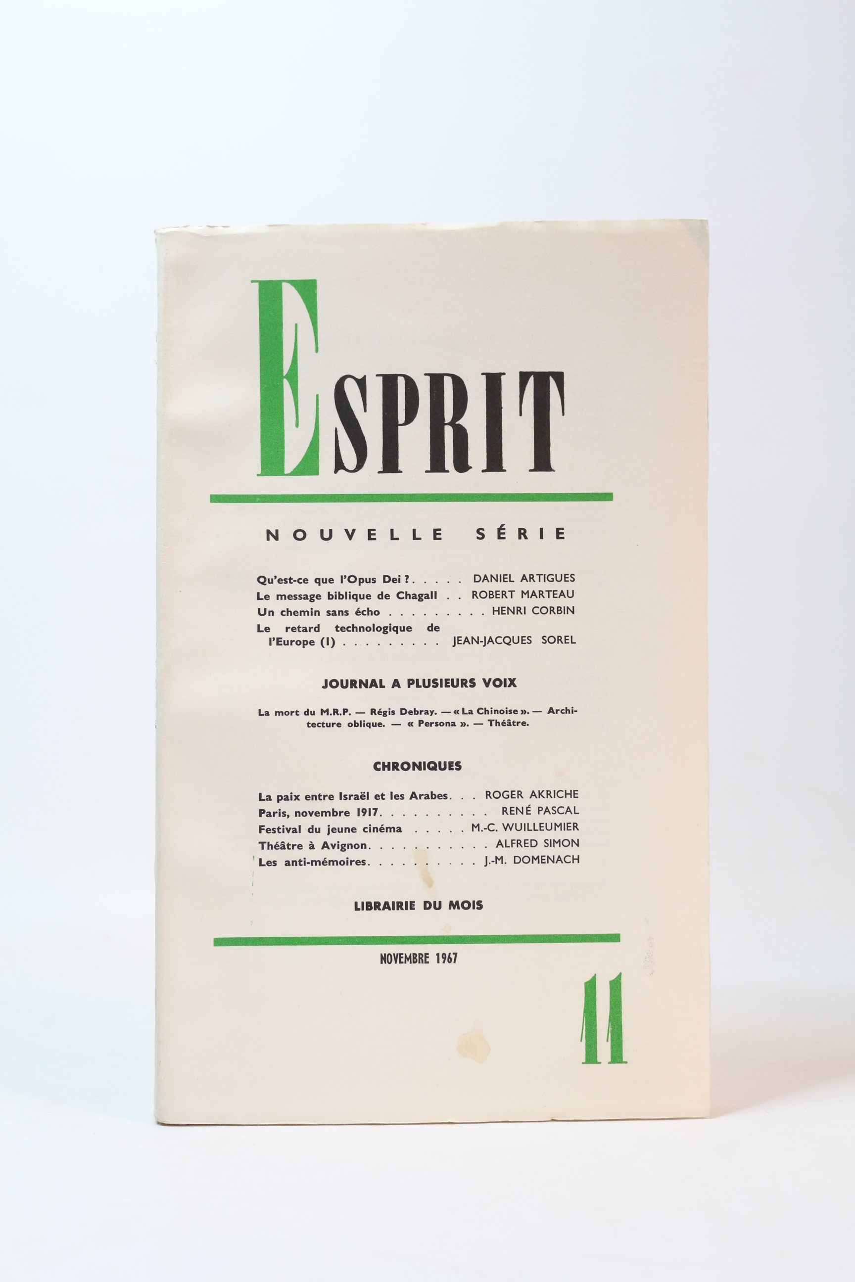 Esprit. Nouvelle série N°11 de la 35ème année