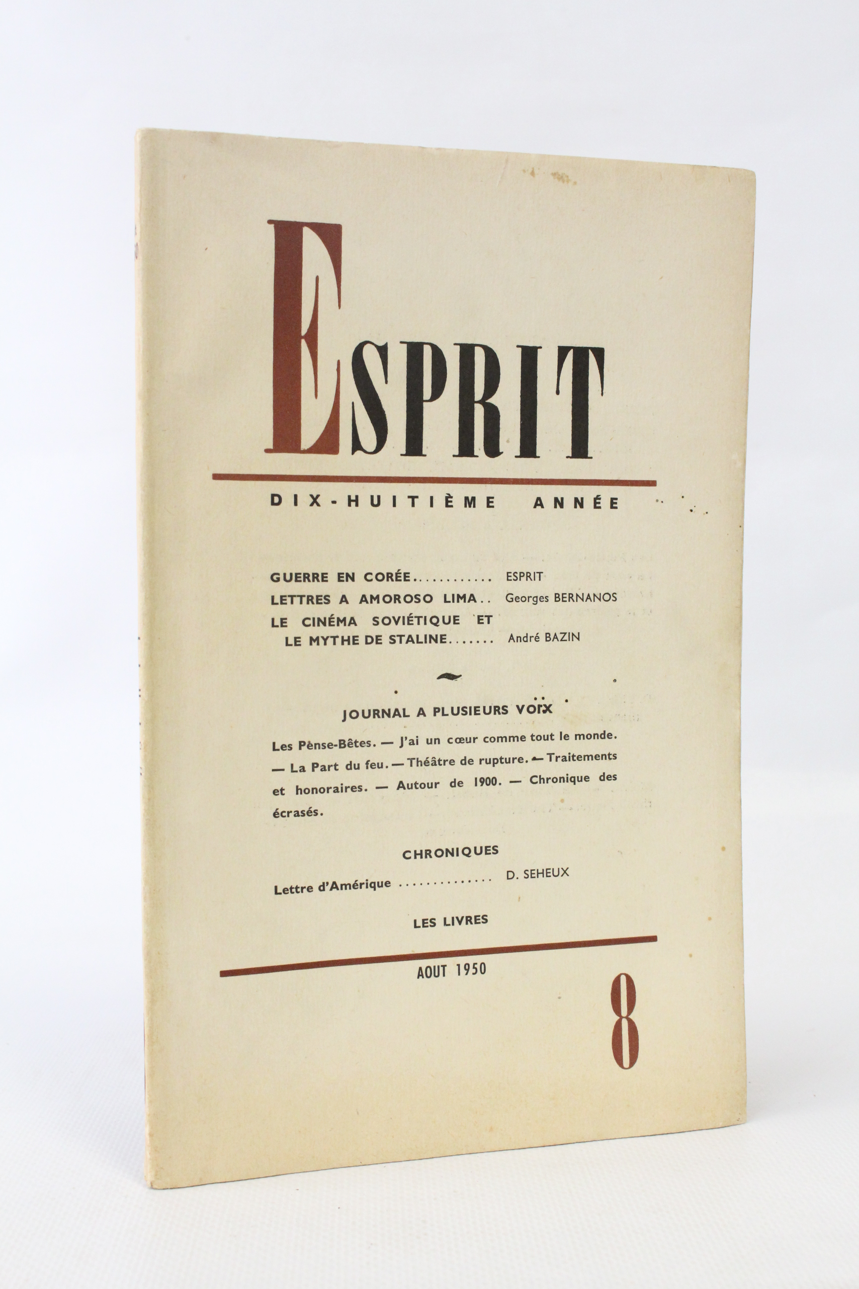 Esprit. Nouvelle série N°170 de la 18ème année