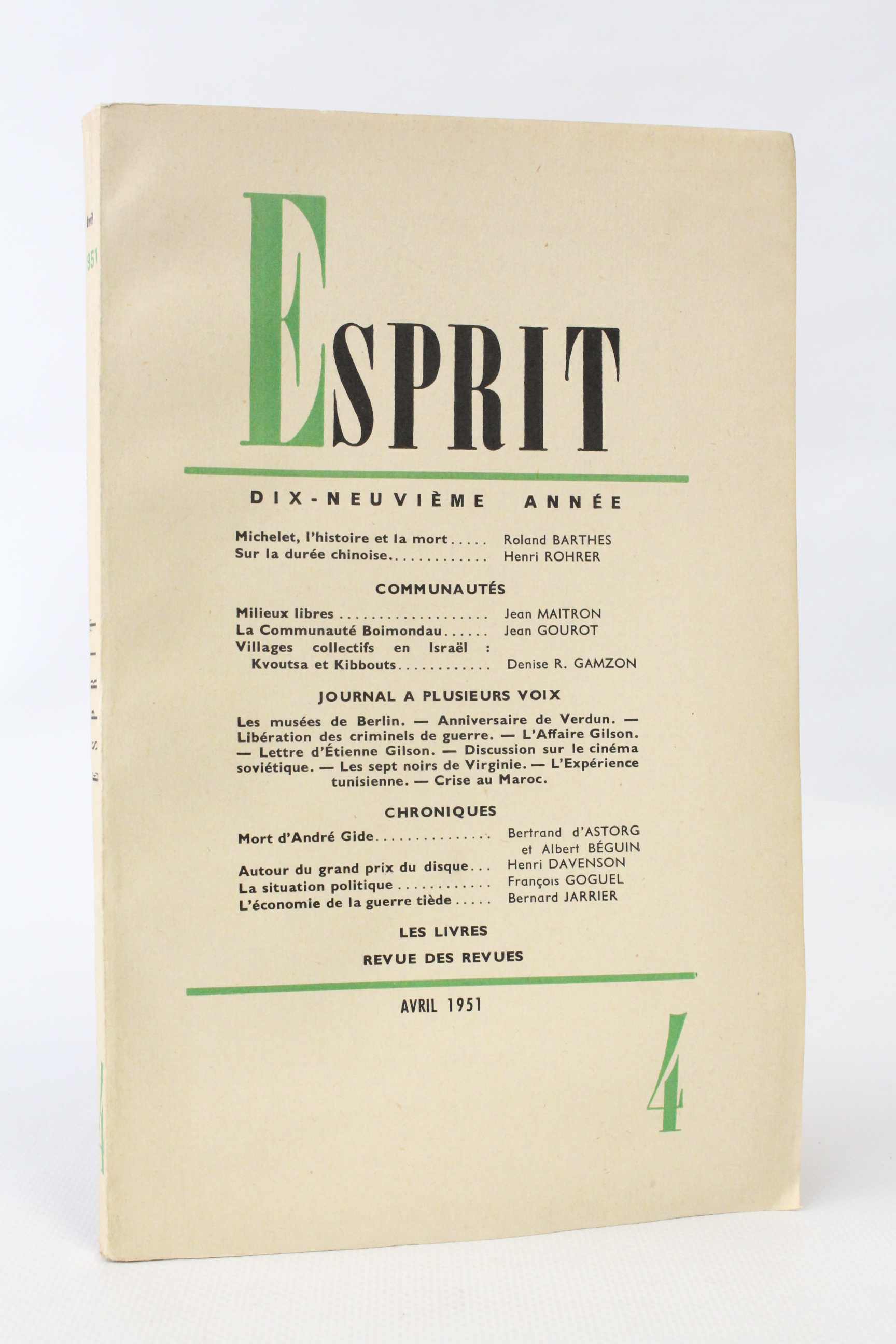 Esprit. Nouvelle série N°178 de la 19ème année