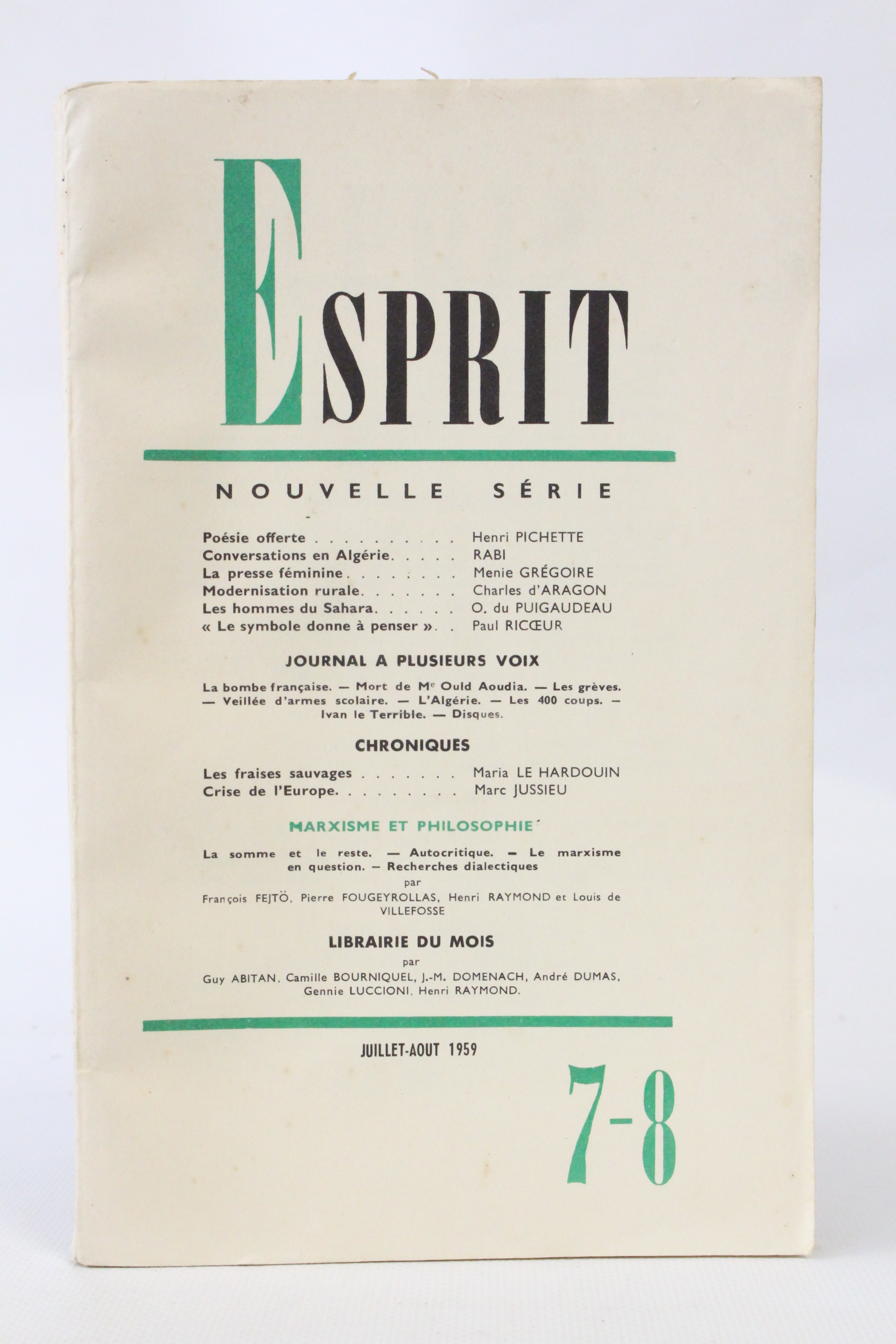 Esprit. Nouvelle série N°275 de la 27ème année