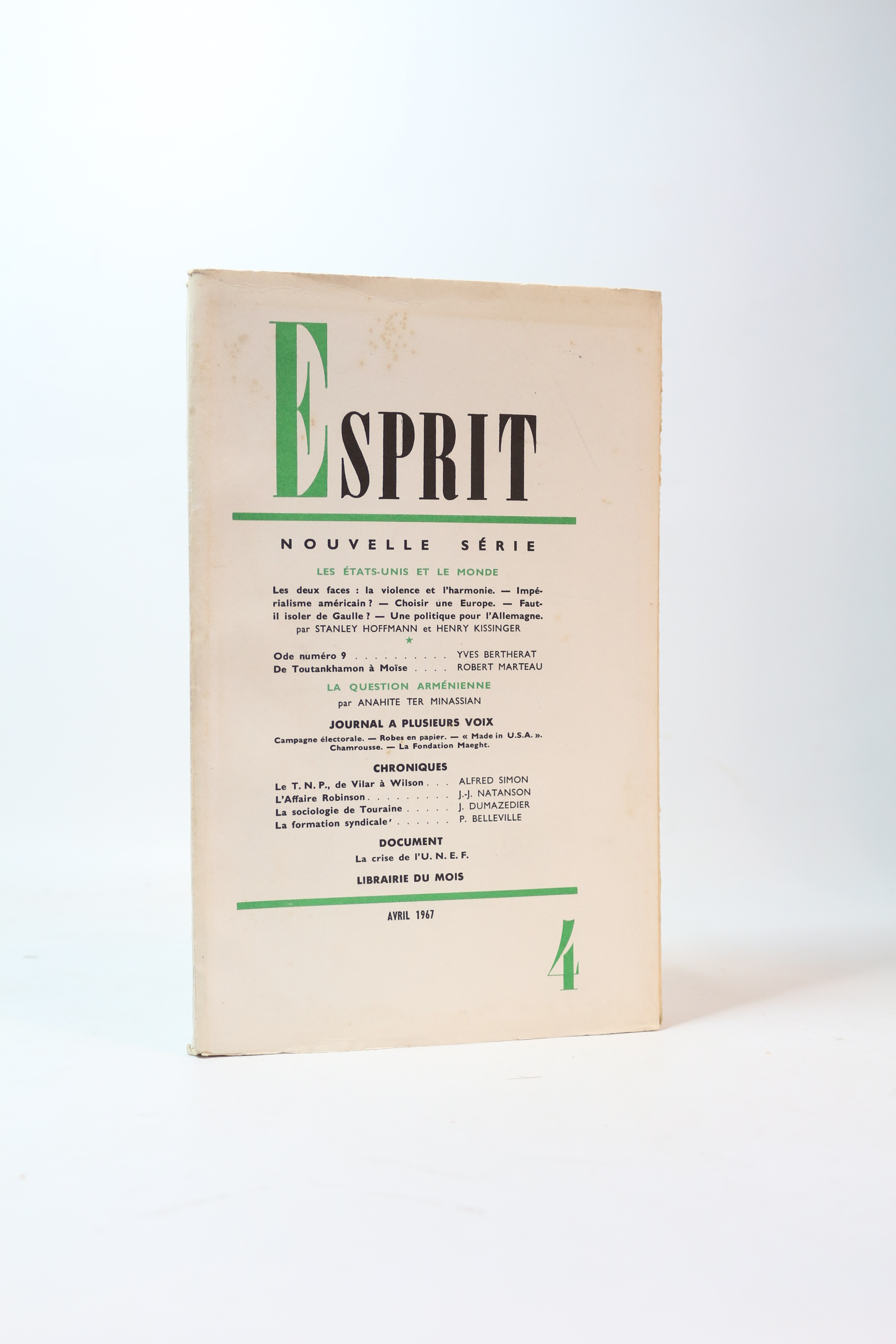 Esprit. Nouvelle série N°4 de la 35ème année