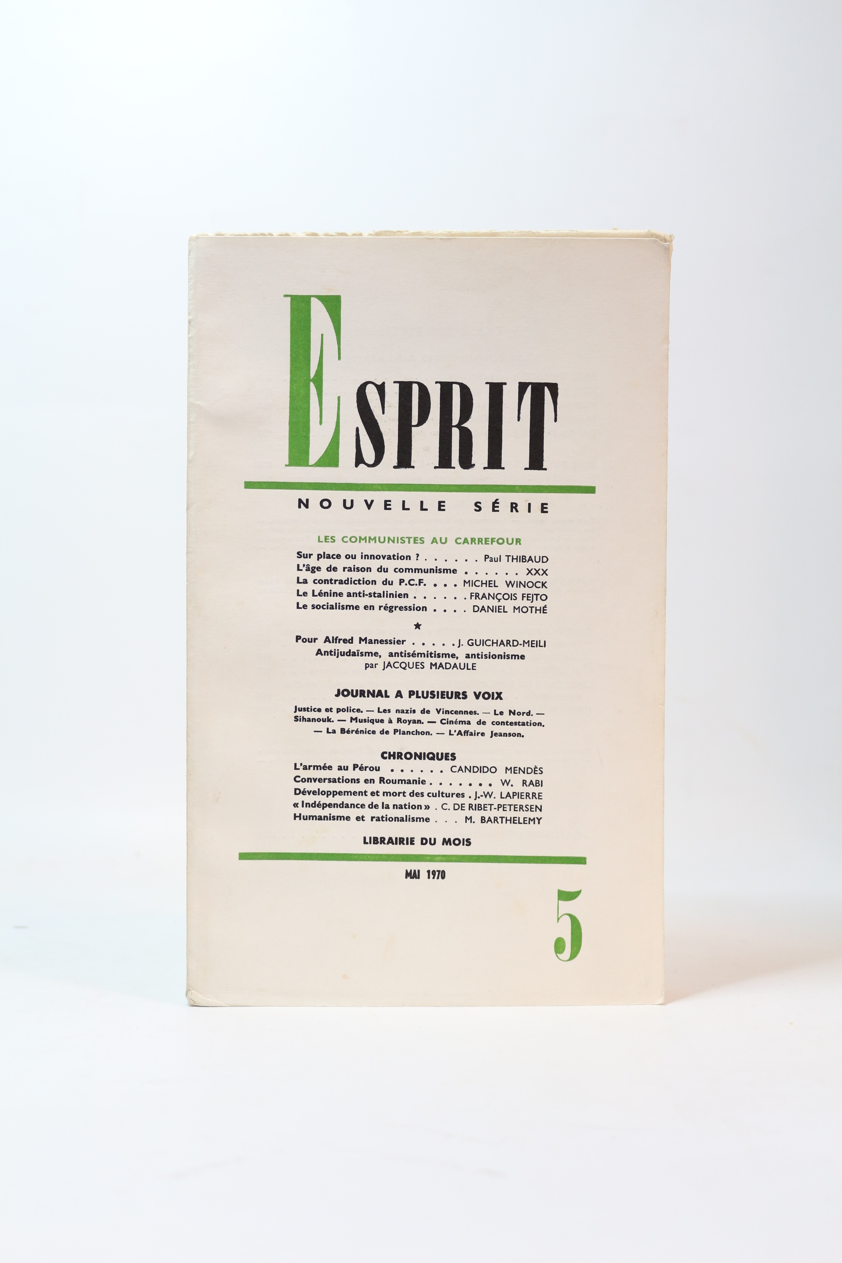 Esprit. Nouvelle série N°5 de la 38ème année