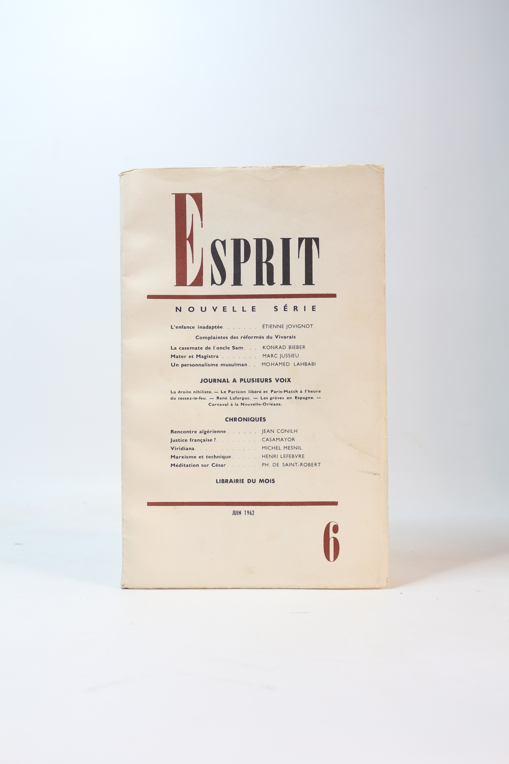 Esprit. Nouvelle série : N°6 de la 27ème année