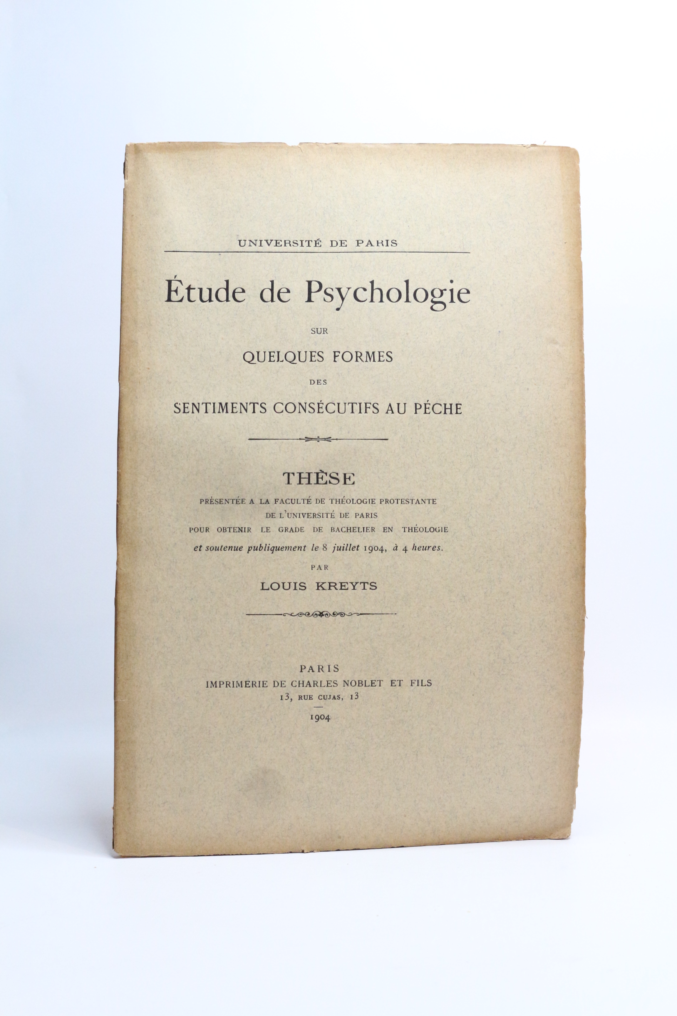 Etude de psychologie sur quelques formes des sentiments consécutifs au …