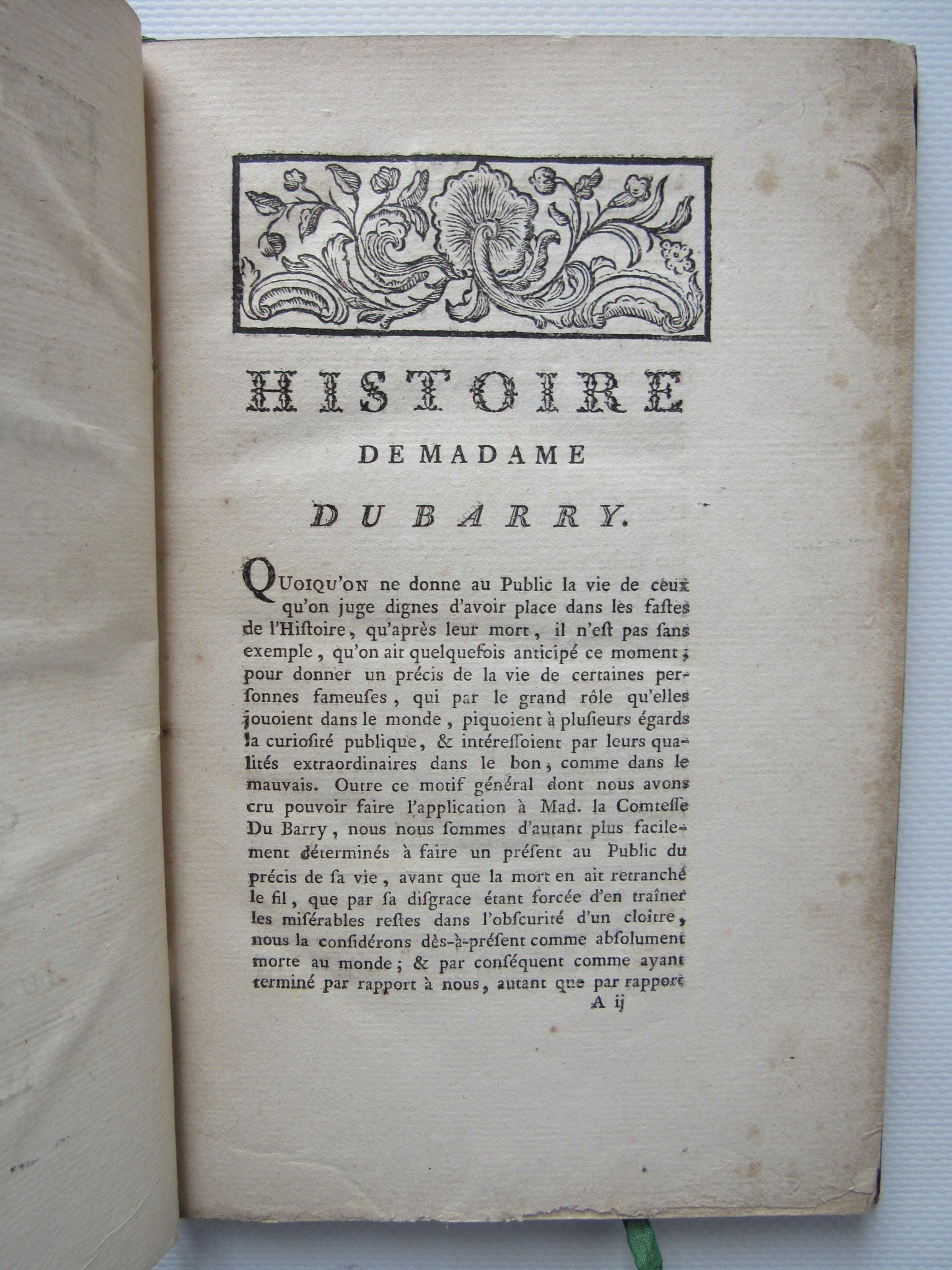 Histoire et vie de Madame la Comtesse Du Barry