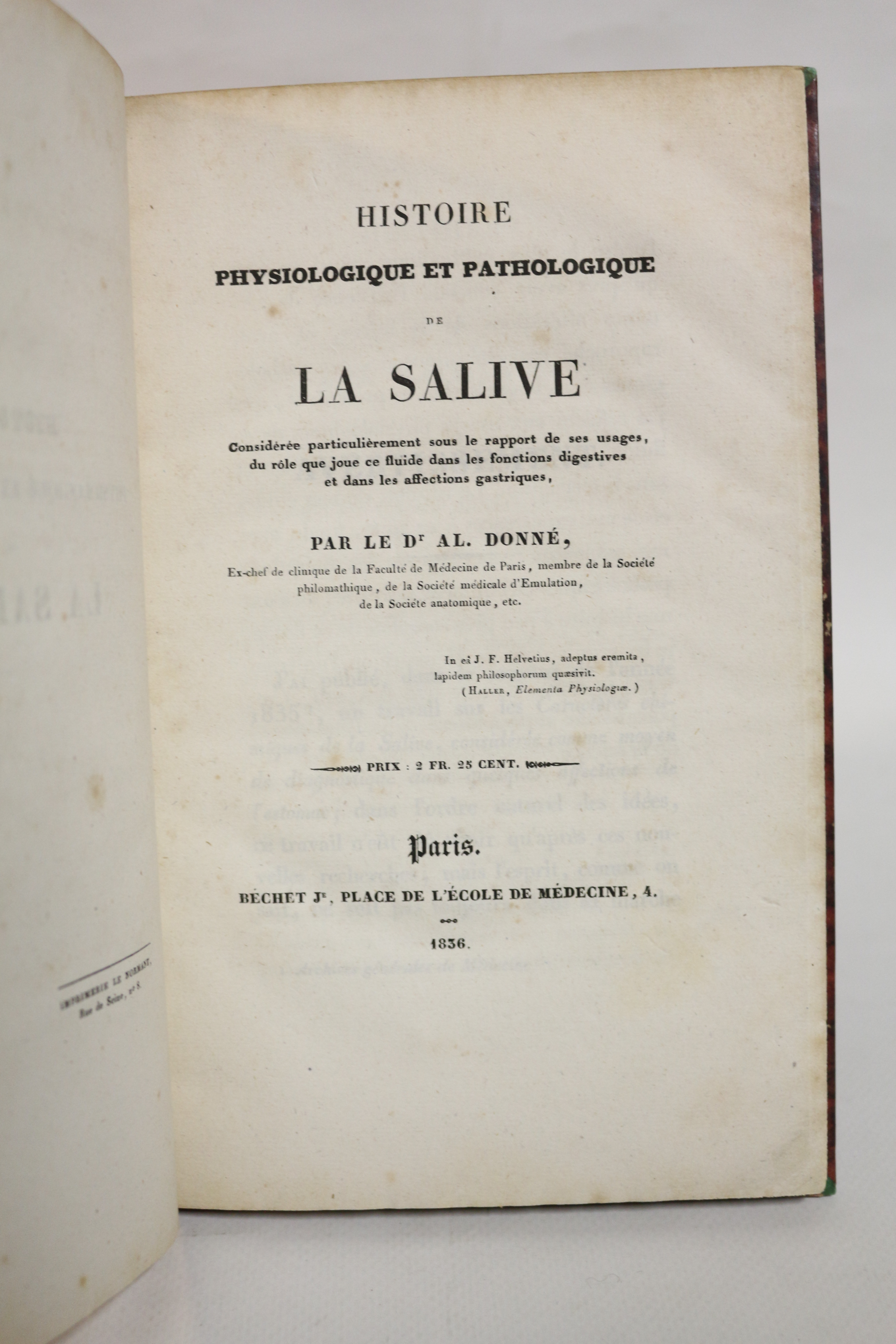 Histoire physiologique et pathologique de la salive considérée particulièrement sous …