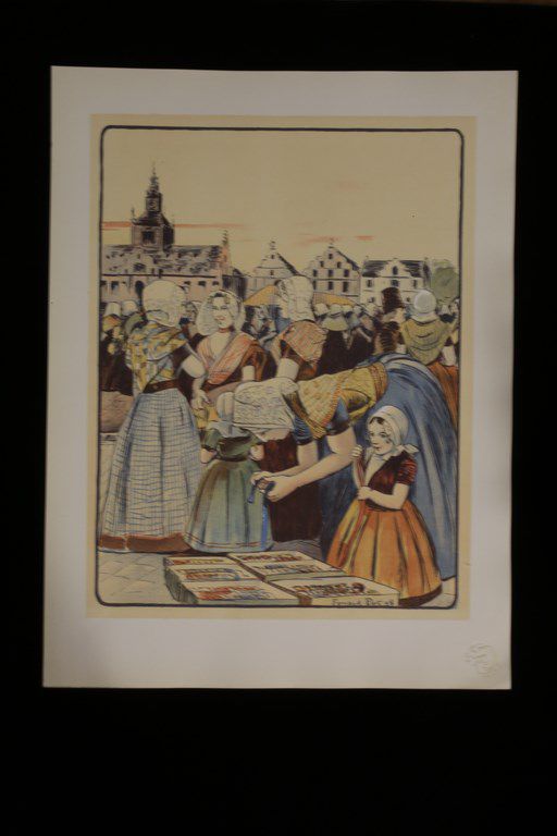 L'Estampe Moderne. Un Marché en Zélande. Lithographie Originale