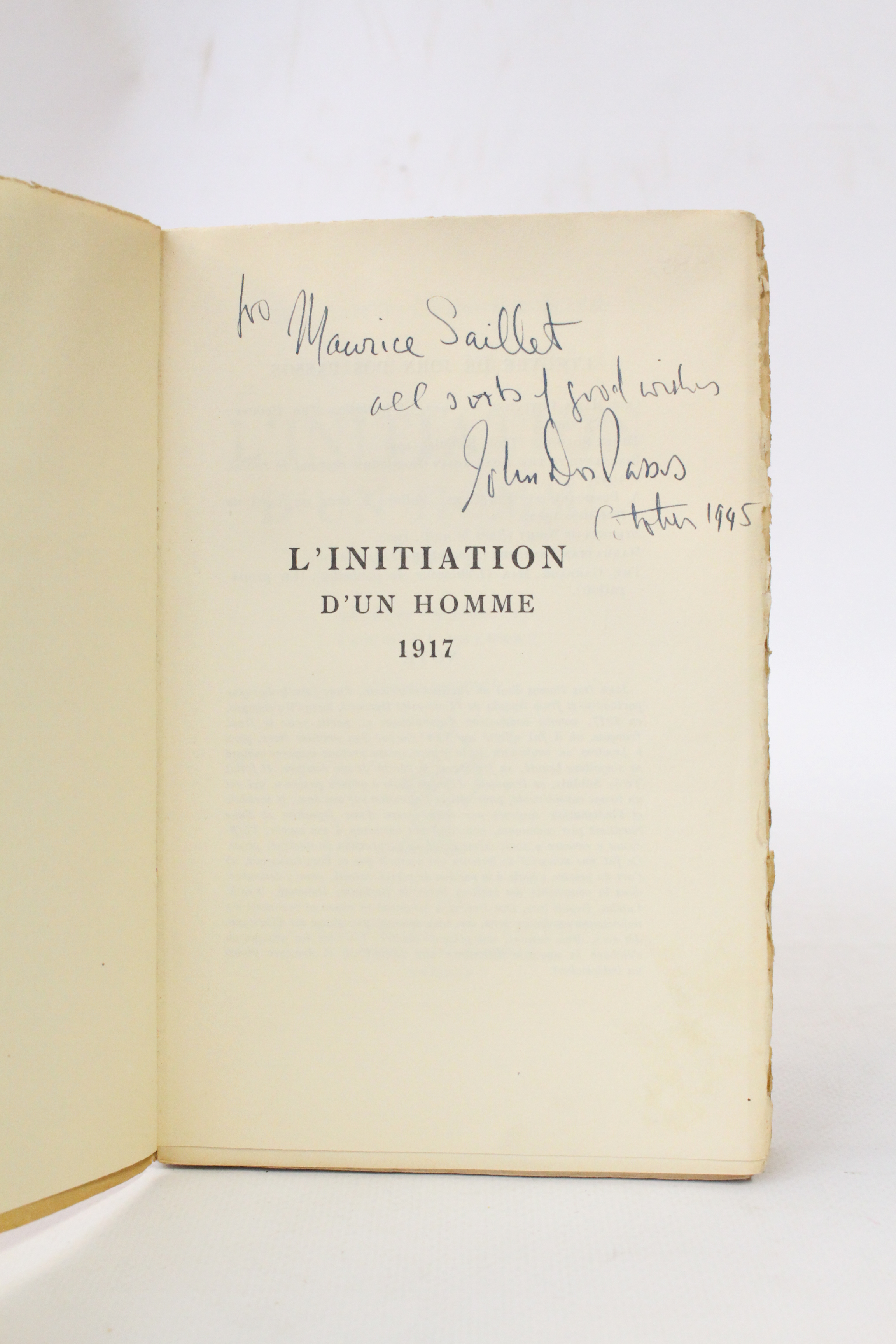 L'initiation d'un homme 1917 - Exemplaire de Maurice Saillet