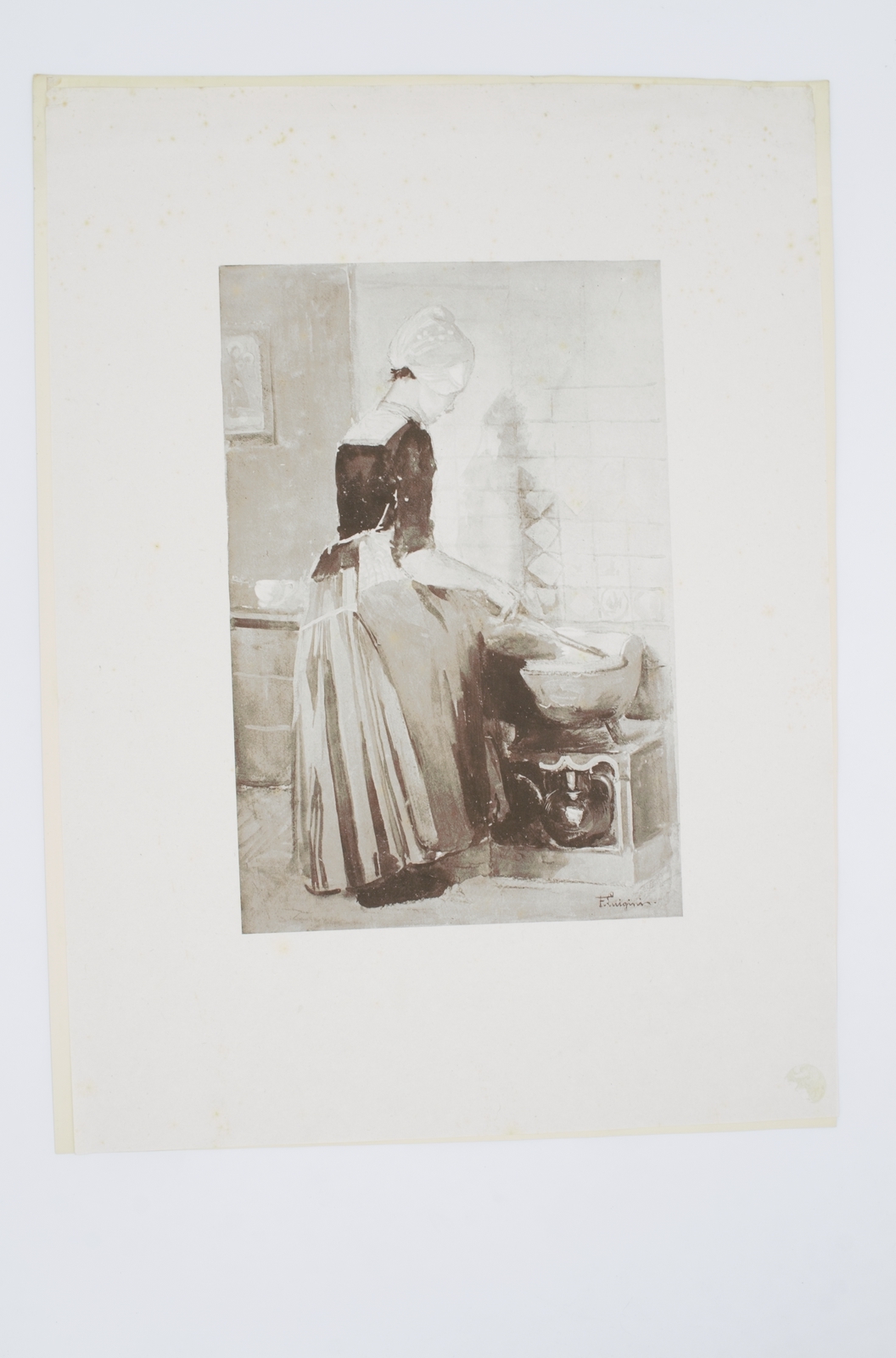 La servante - Lithographie originale sur Chine - L'Estampe Moderne