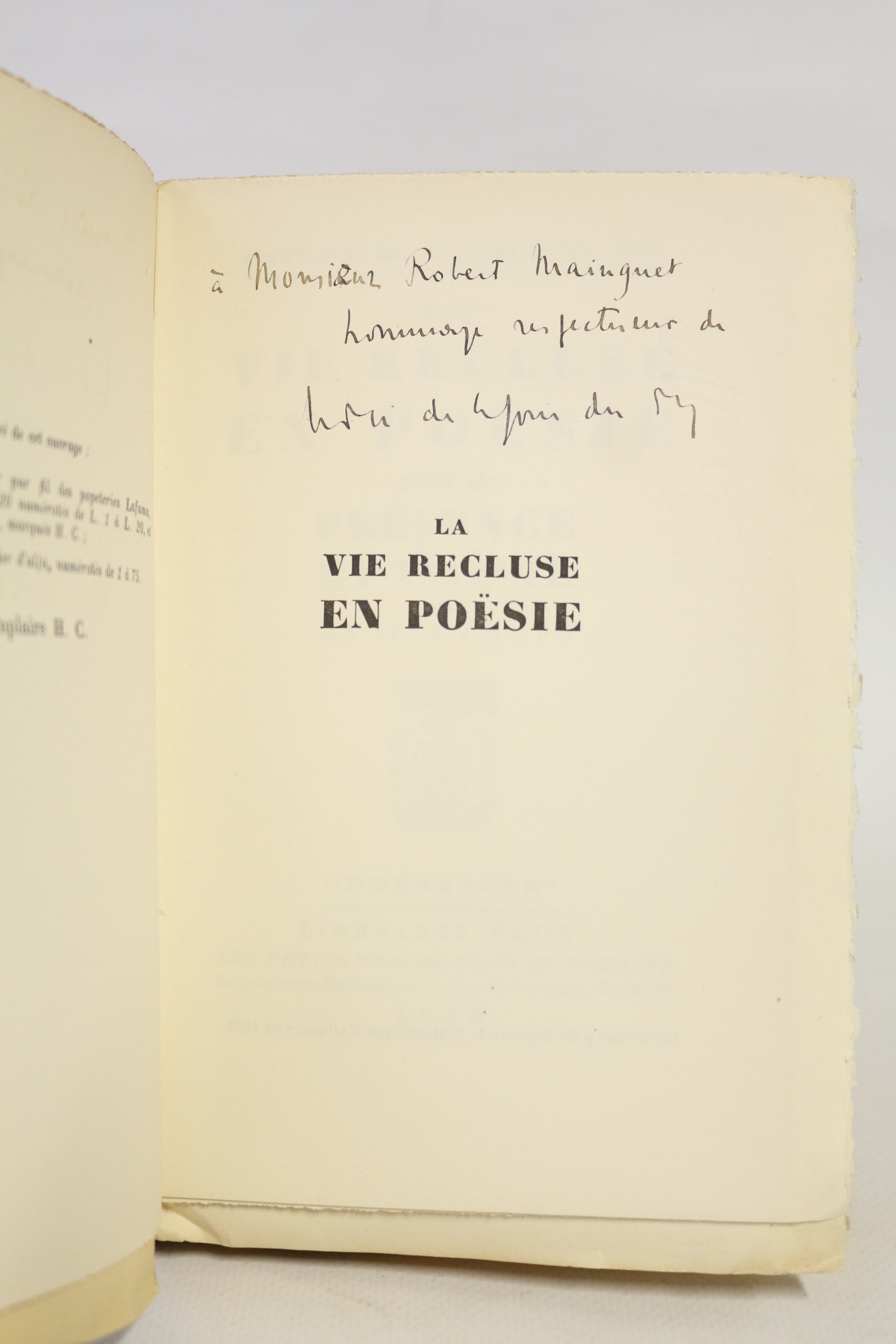 La vie recluse en poësie suivi de Présence et poësie …