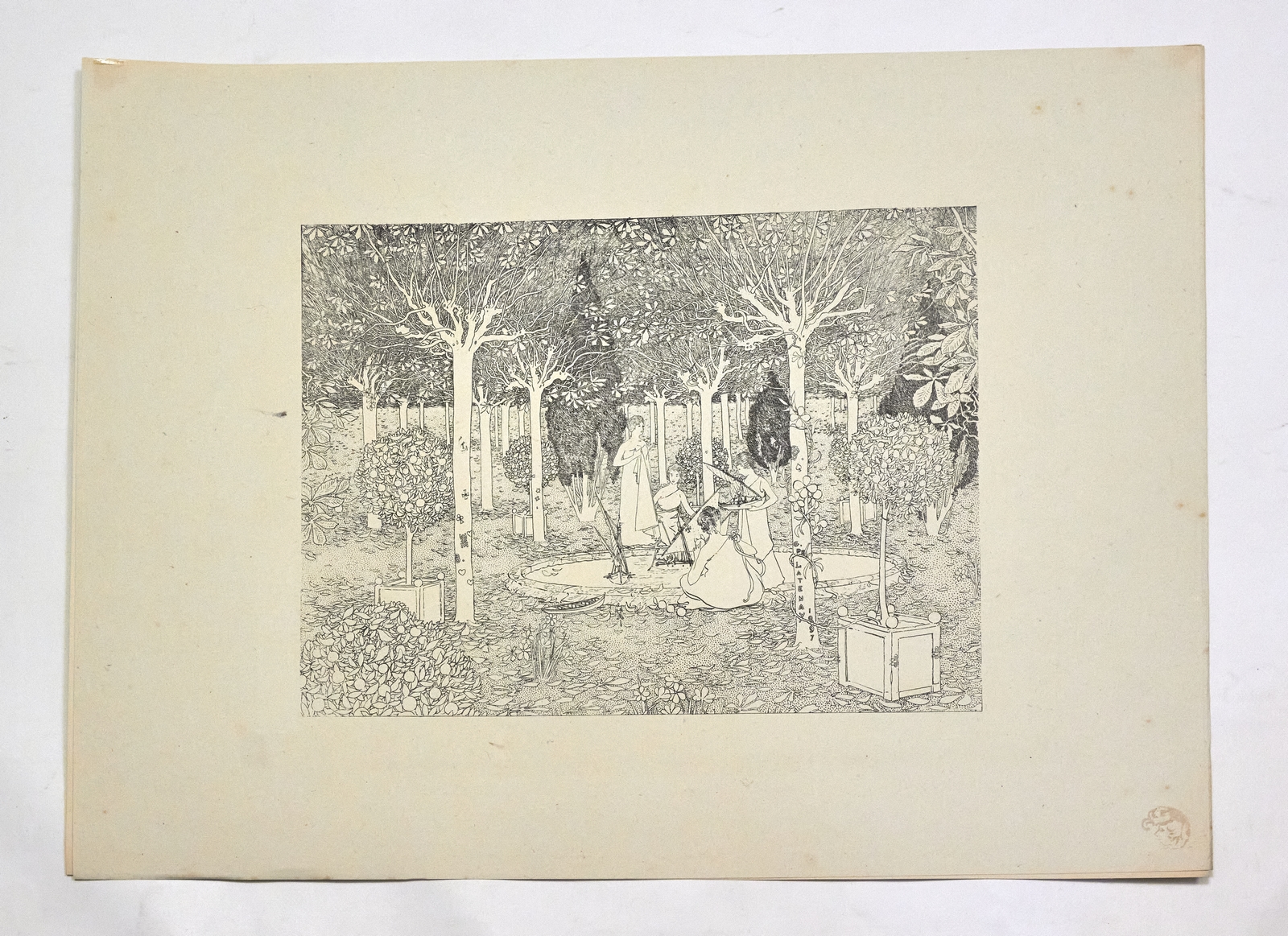 "Le parc" - Lithographie originale sur Chine - L'Estampe Moderne