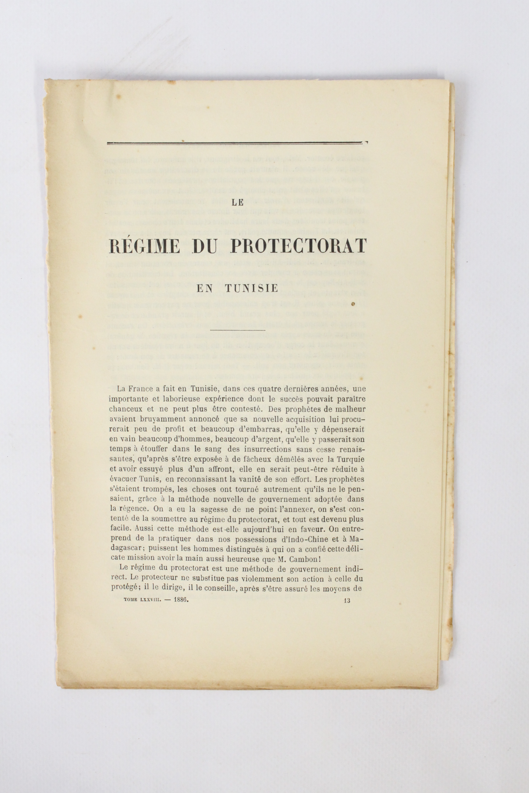 Le régime du protectorat en Tunisie. Extrait de la Revue …