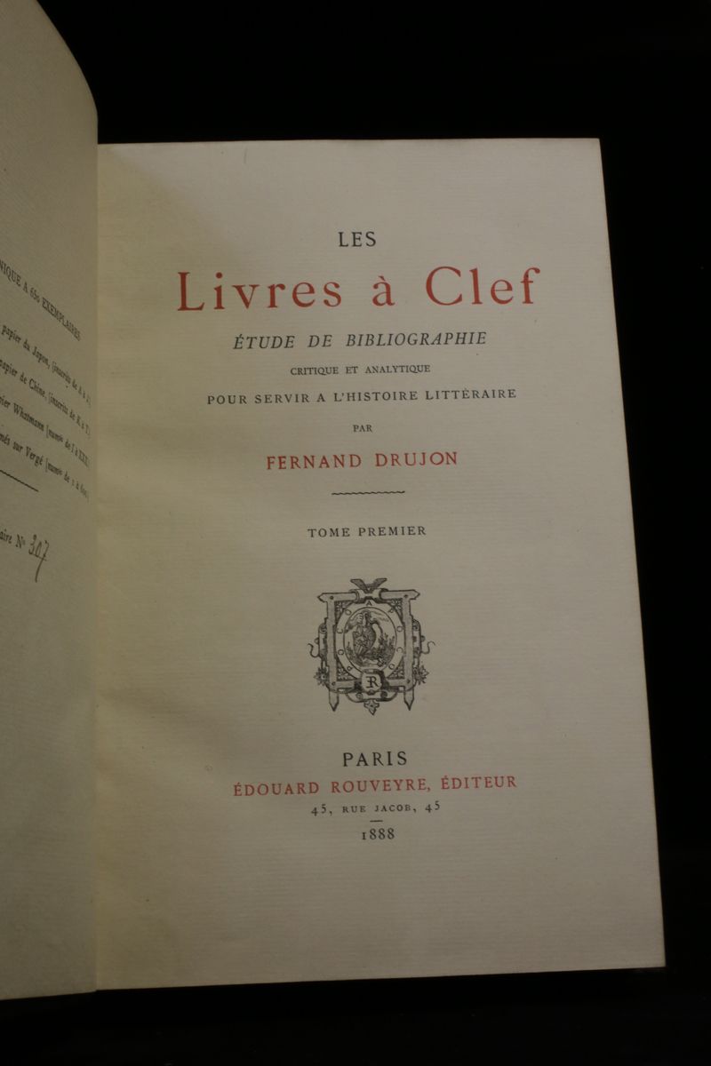 Les livres à clef. Etude de bibliographie critique et analytique …