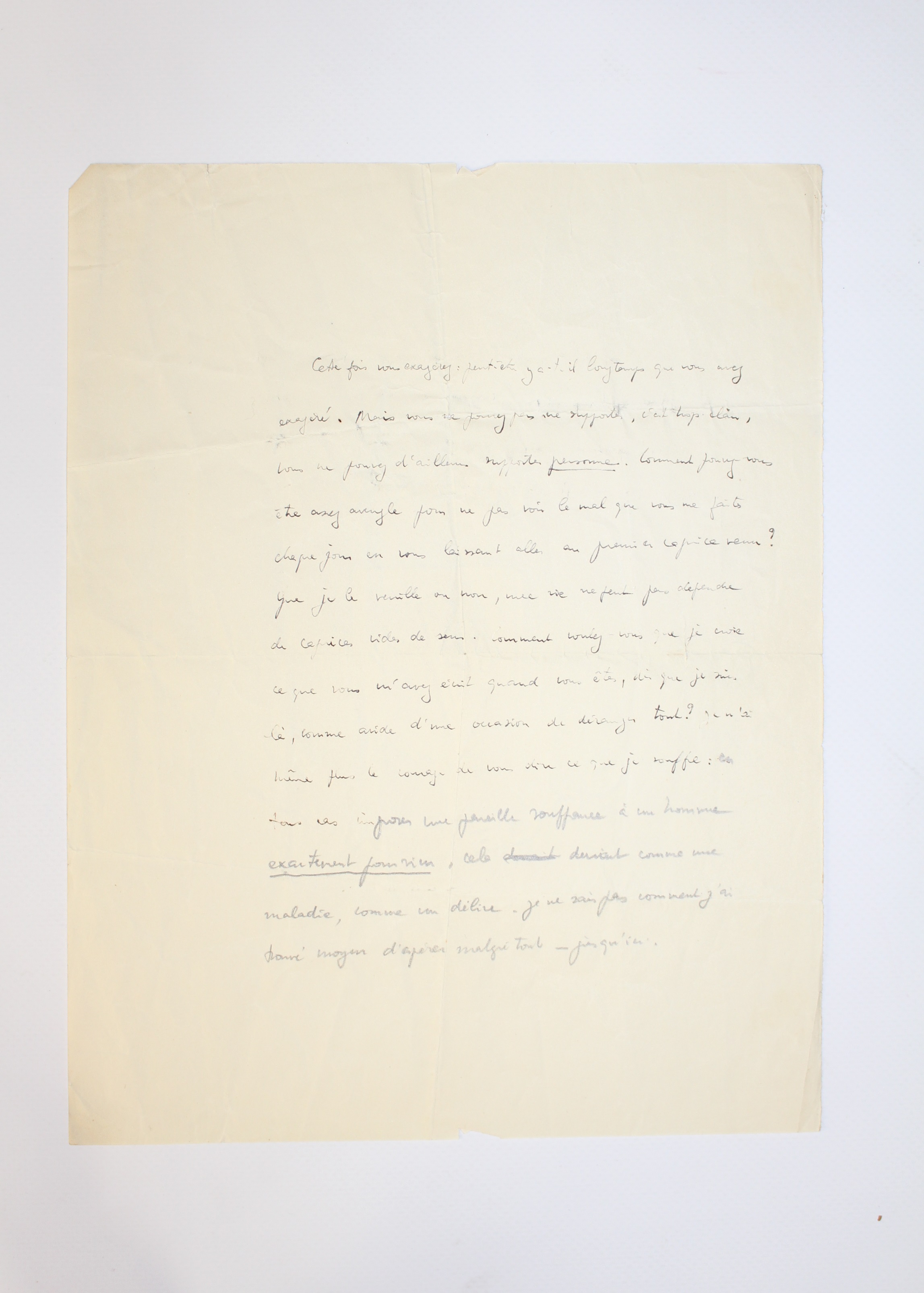 « en tout cas imposer une pareille souffrance à un …