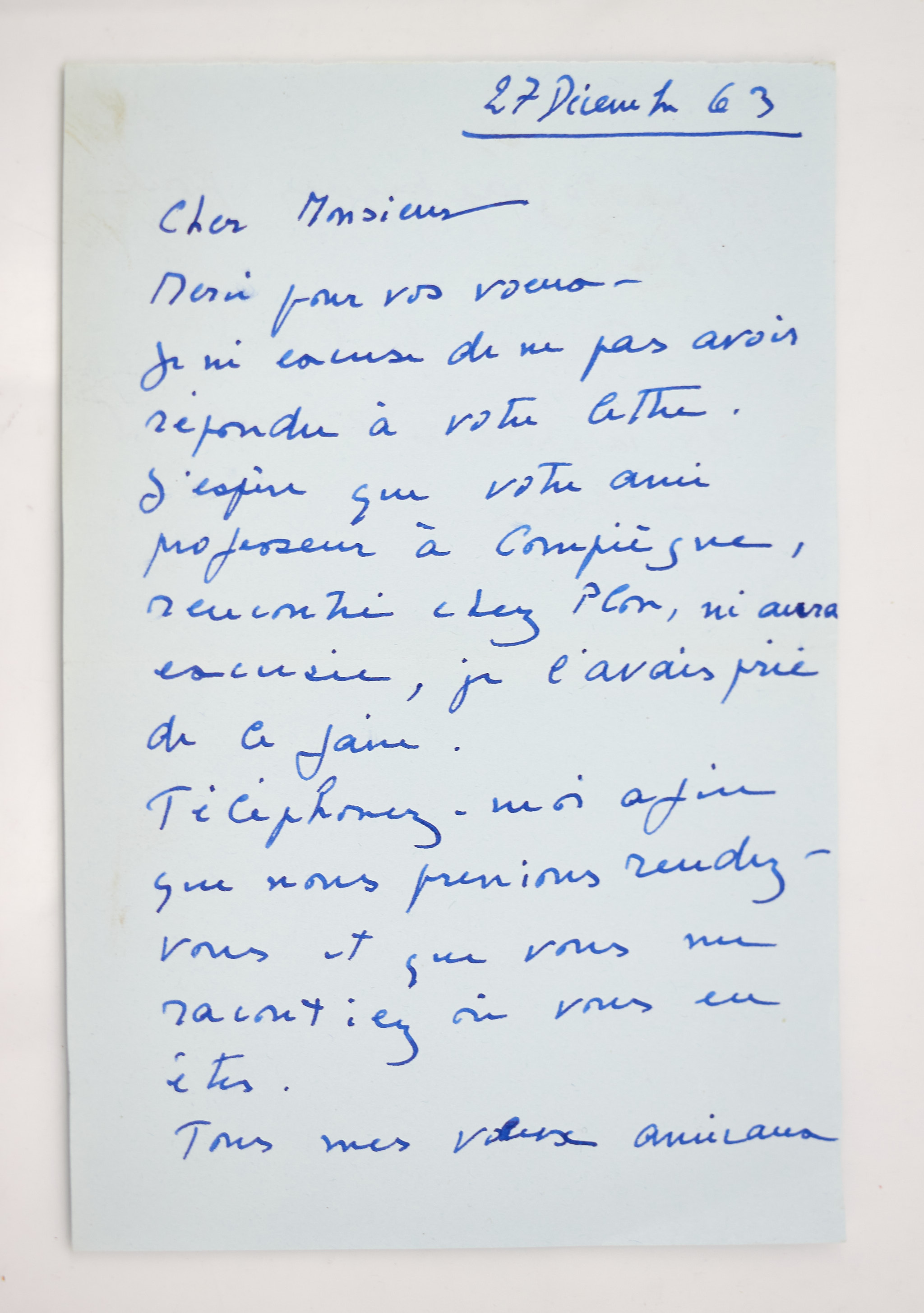 Lettre autographe datée et signée d'une page et demie à …