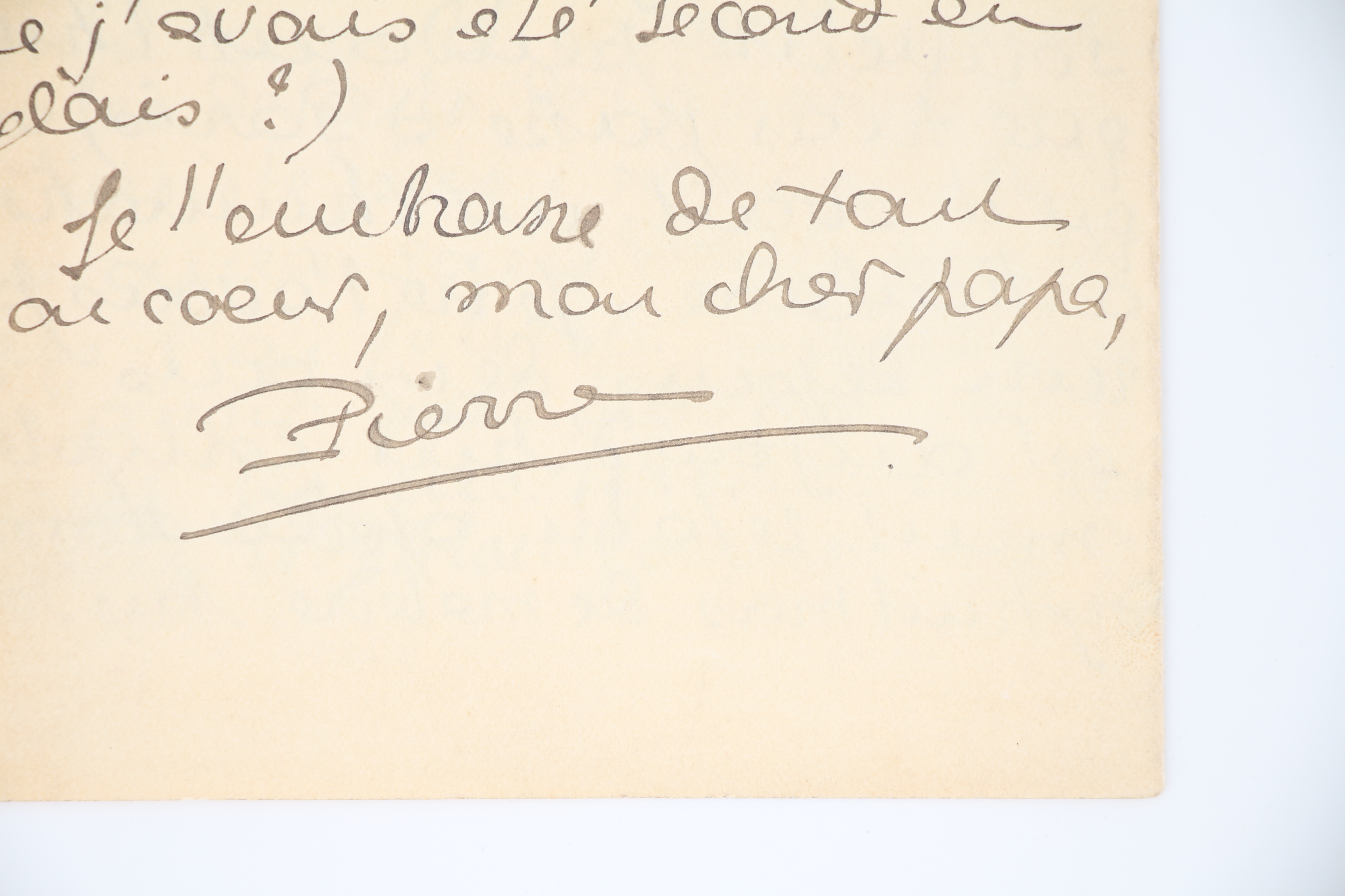 Lettre autographe de jeunesse signée, l'une des dernières adressées à …