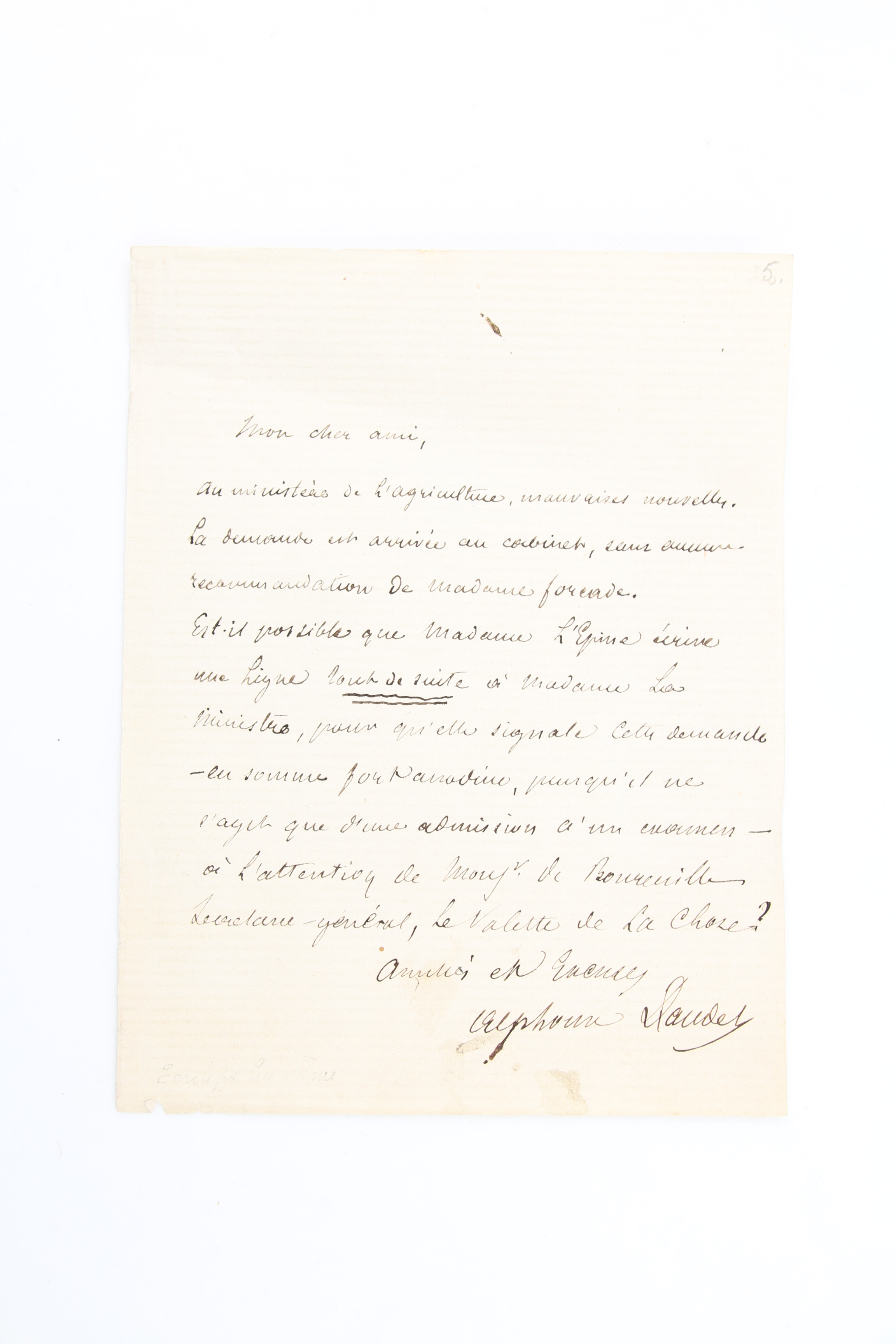Lettre autographe signée