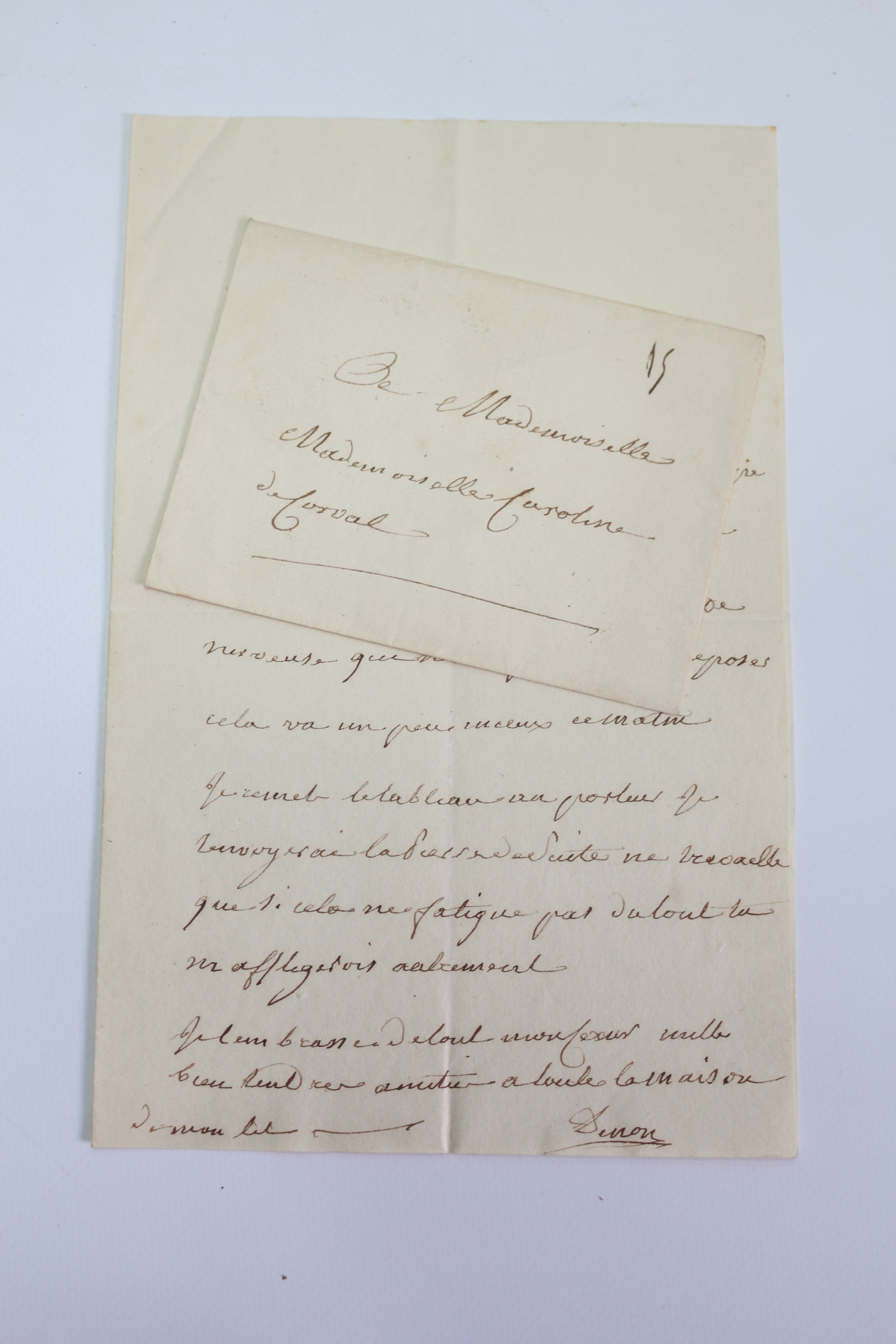 Lettre autographe signée à Caroline de Corval