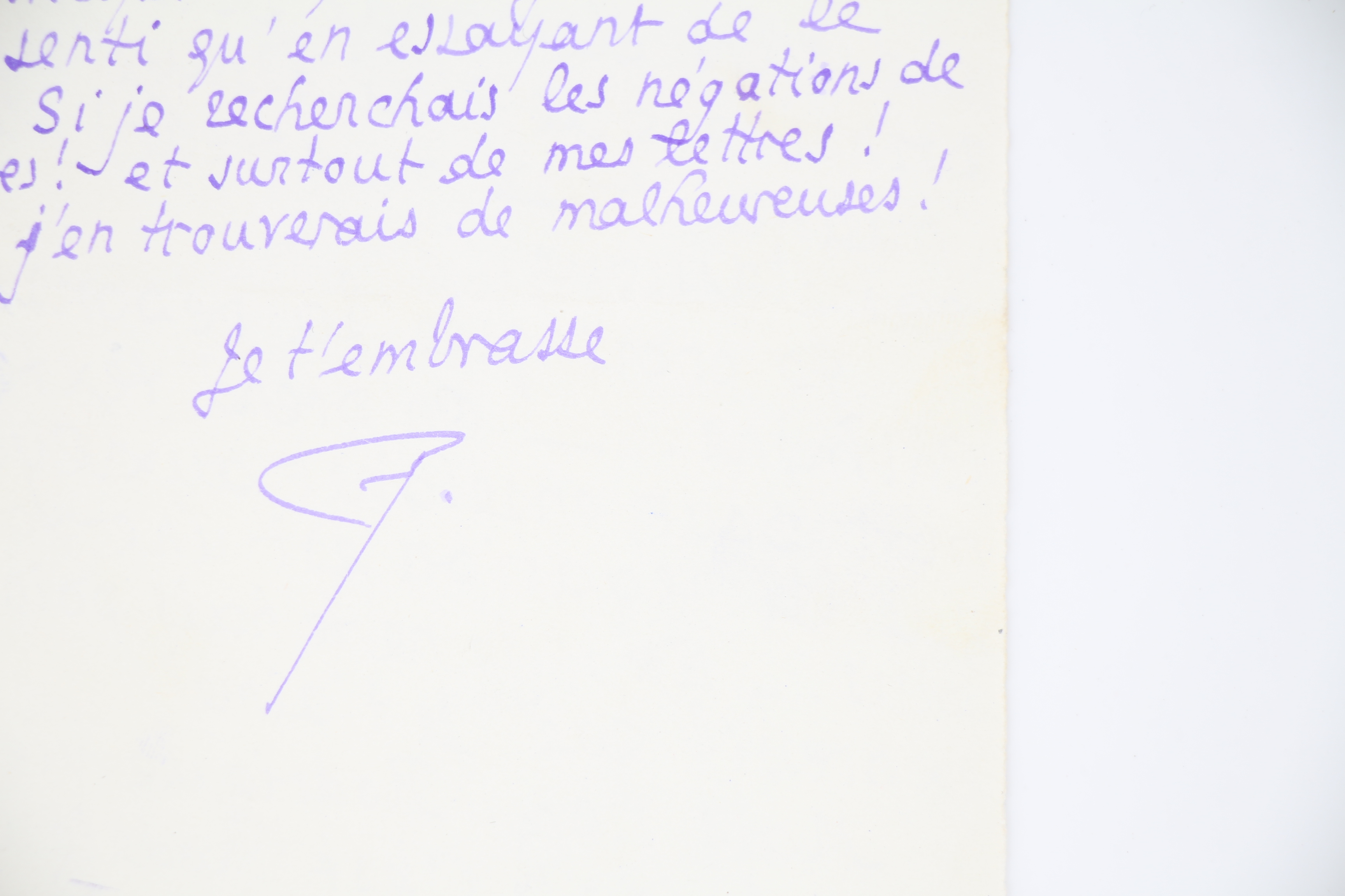 Lettre autographe signée adressée à Georges Louis