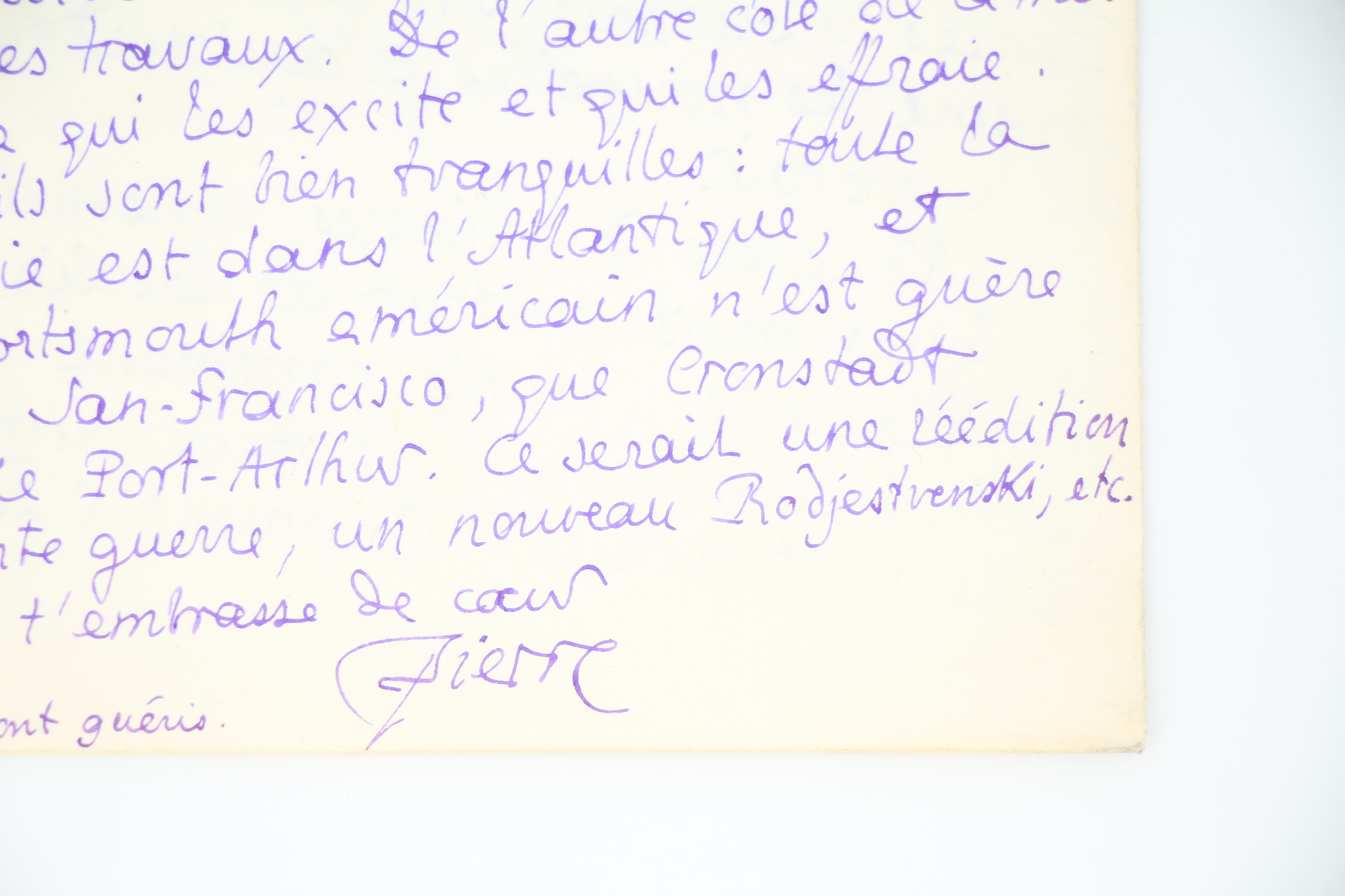 Lettre autographe signée adressée à Georges Louis : "Mon souhait, …