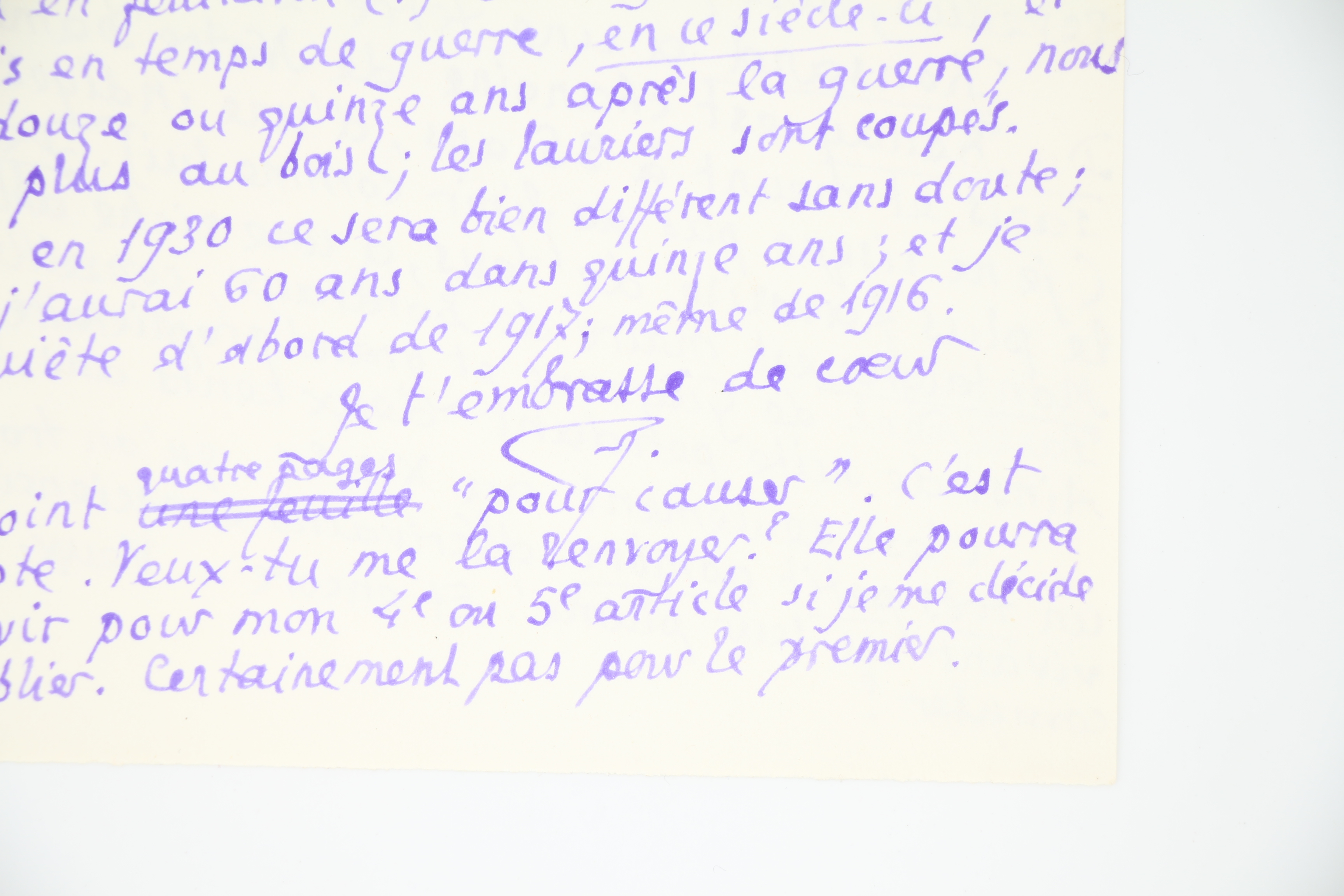 Lettre autographe signée adressée à Georges Louis : "Oh ! …