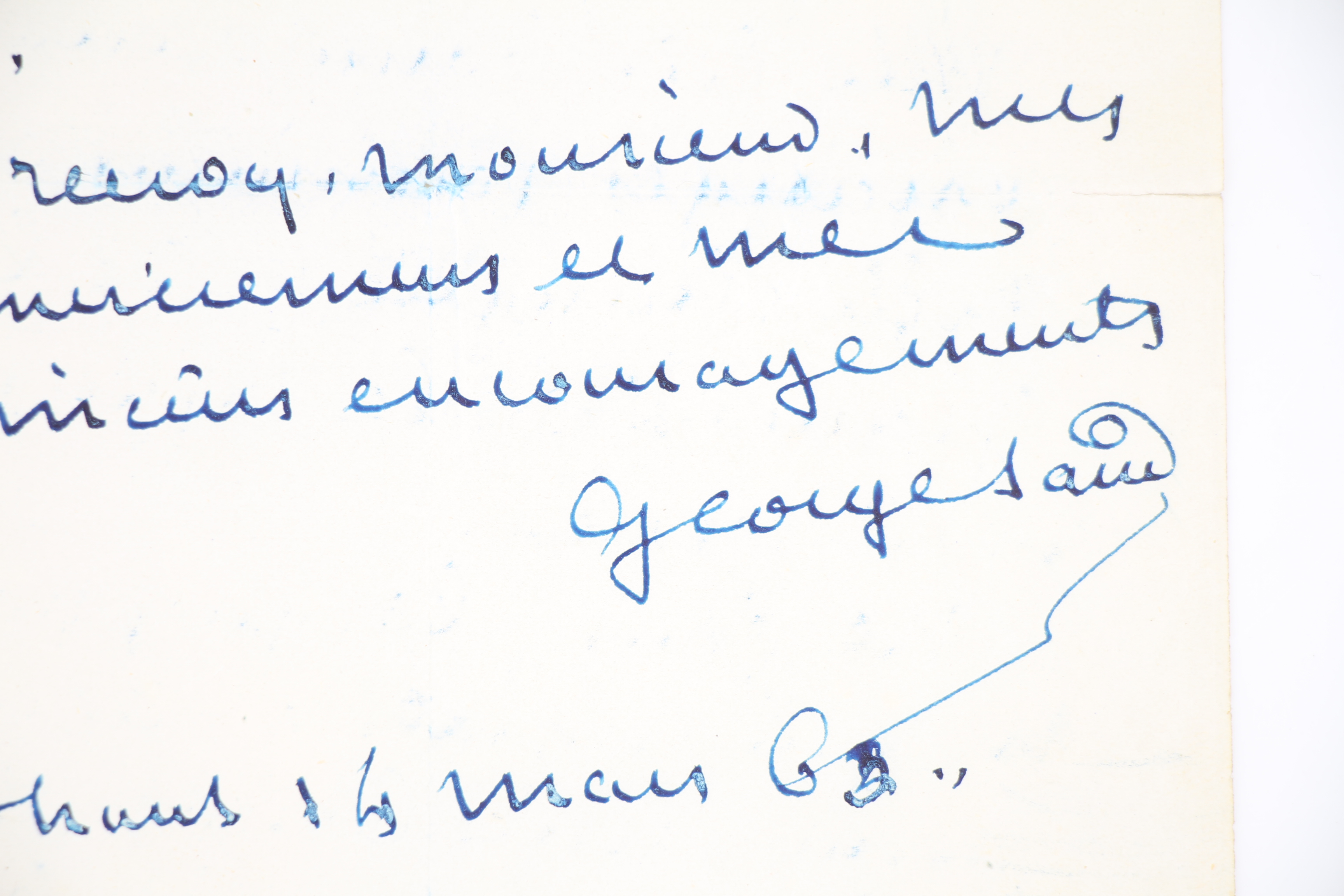 Lettre autographe signée adressée à René Biémont : "On n'est …
