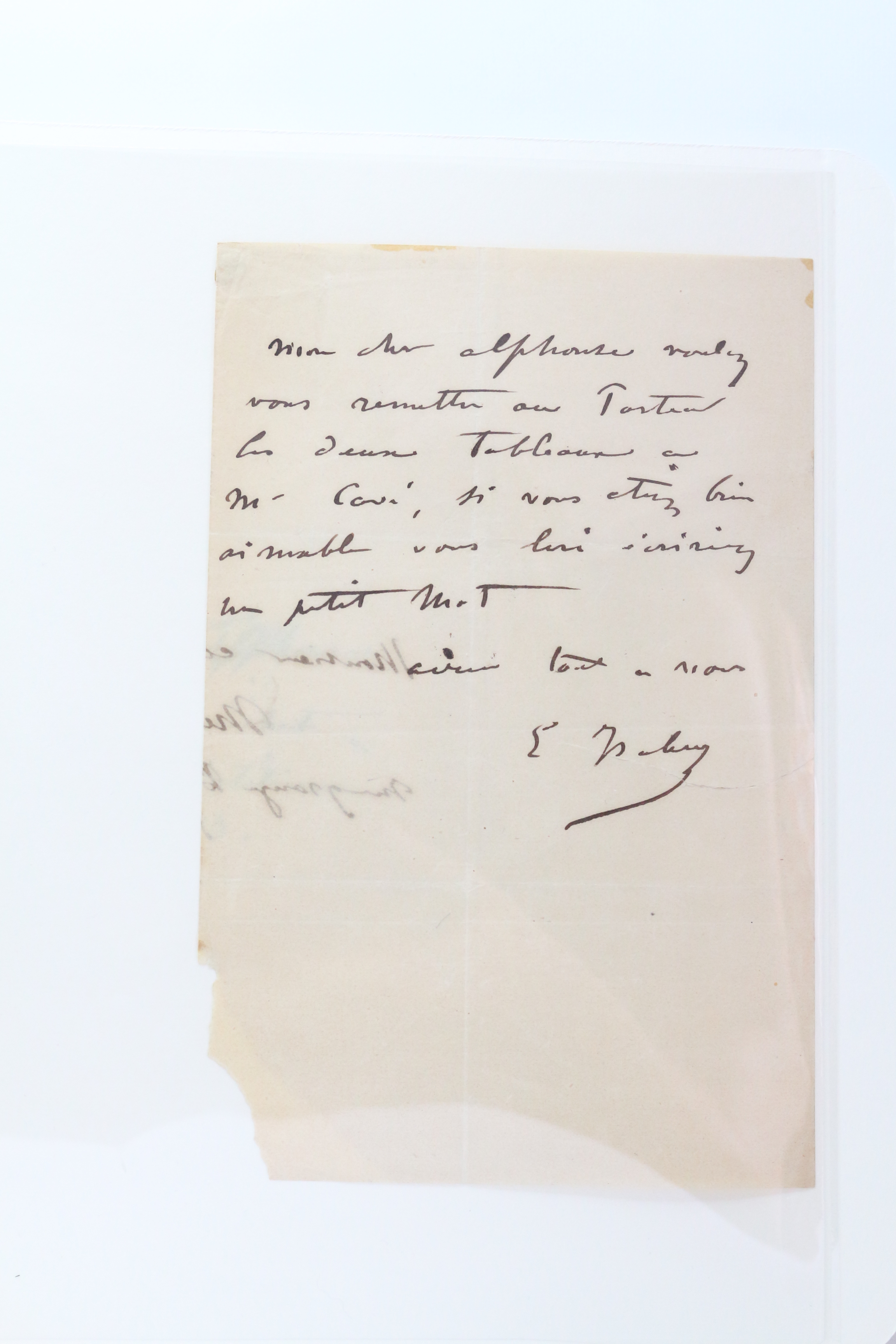 voulez-vous remettre au porteur les deux tableaux • Lettre autographe …