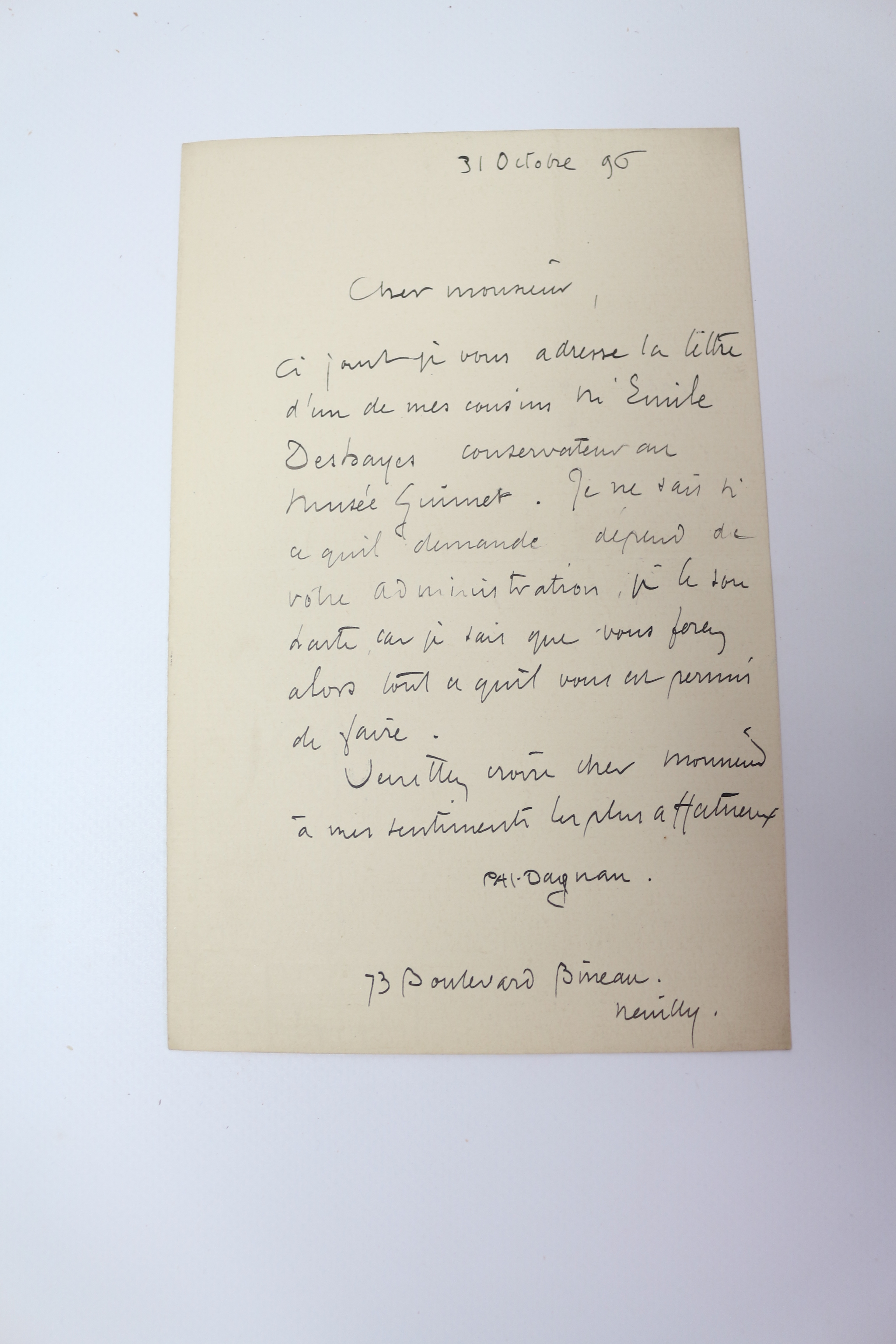 La lettre d'un de mes cousins conservateur au musée Guimet …