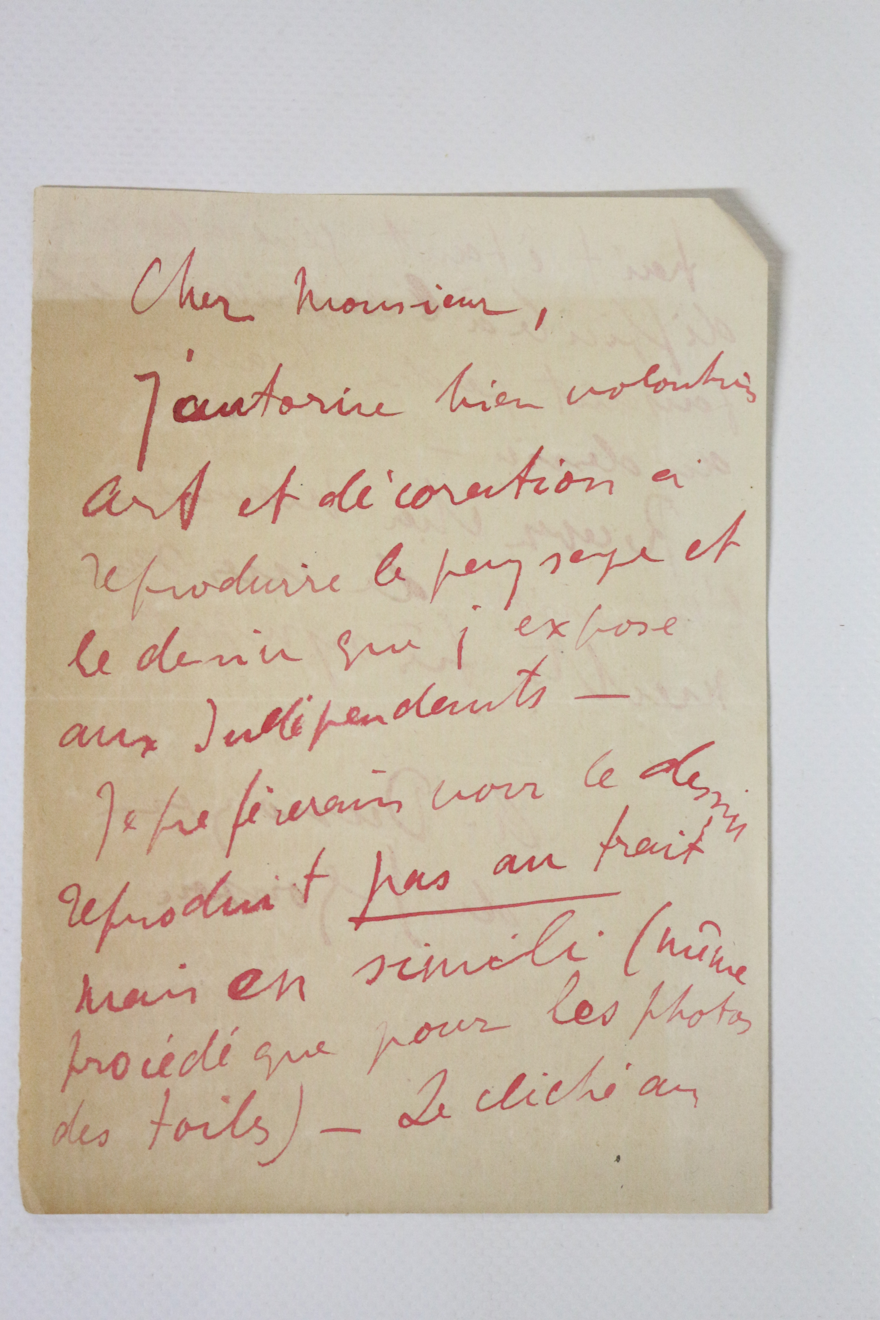 Lettre autographe signée concernant la reproduction de deux de ses …