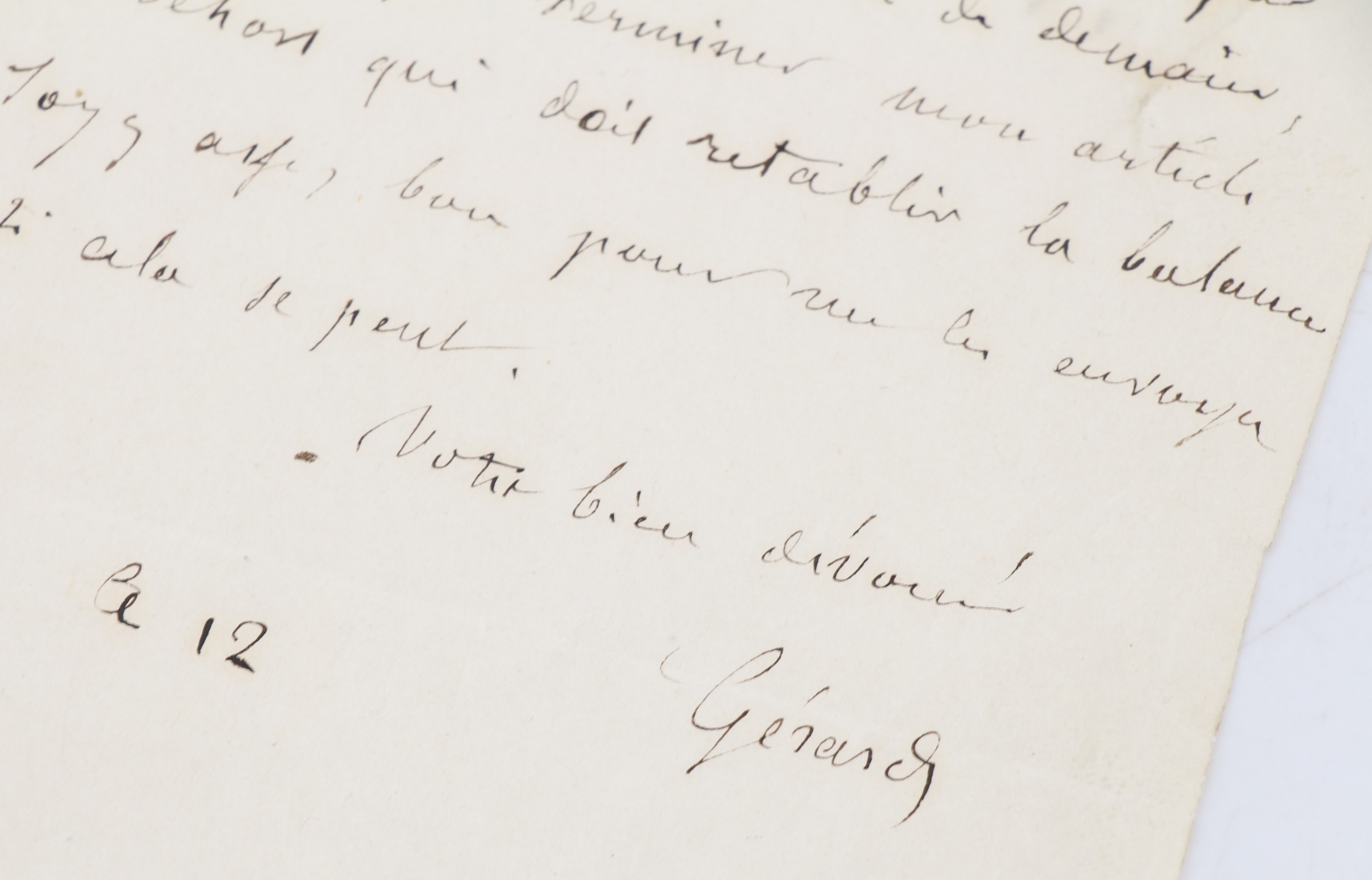 Lettre autographe signée de Gérard de Nerval adressée à Daniel …