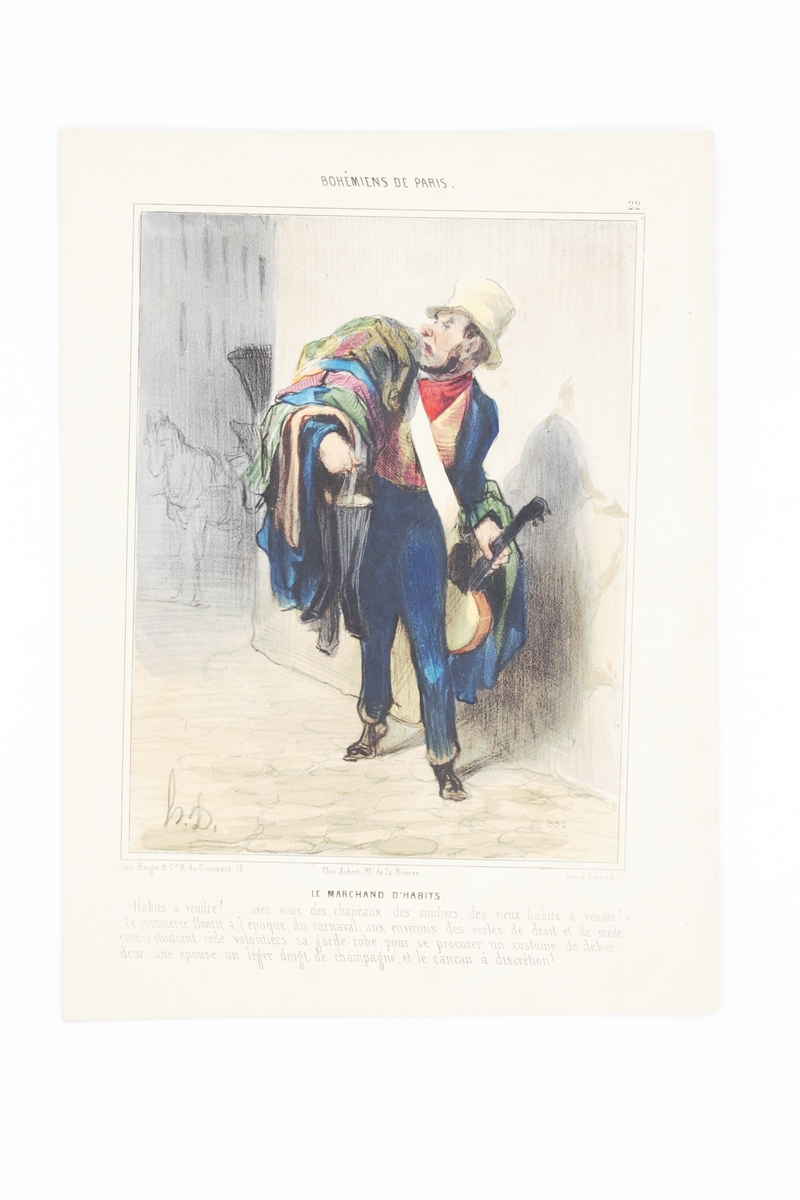 Lithographie originale en couleurs - Bohémiens de Paris - "Le …