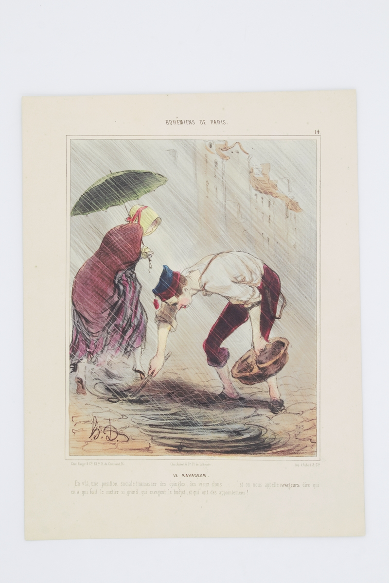 Lithographie originale en couleurs - Bohêmiens de Paris - Le …