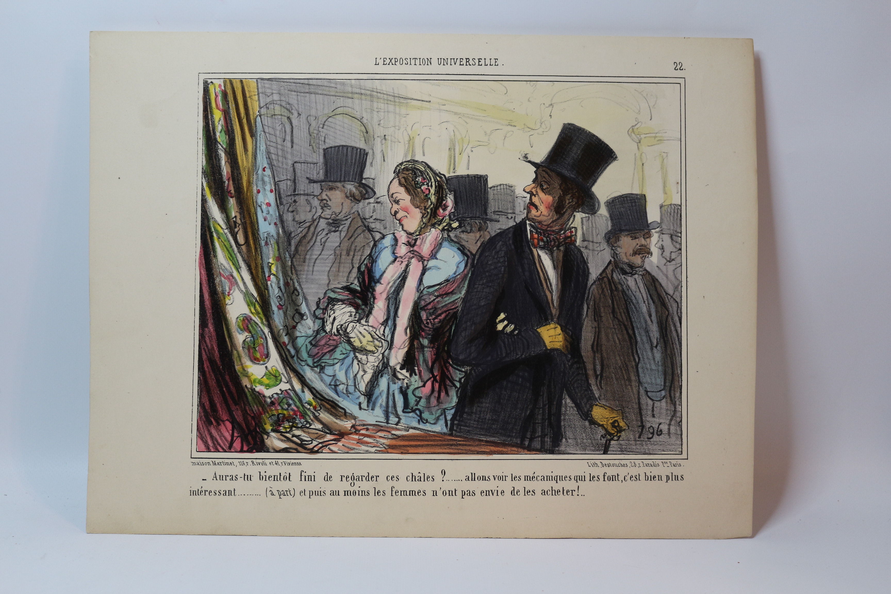 Lithographie originale en couleurs - L'Exposition universelle - Auras-tu bientôt …