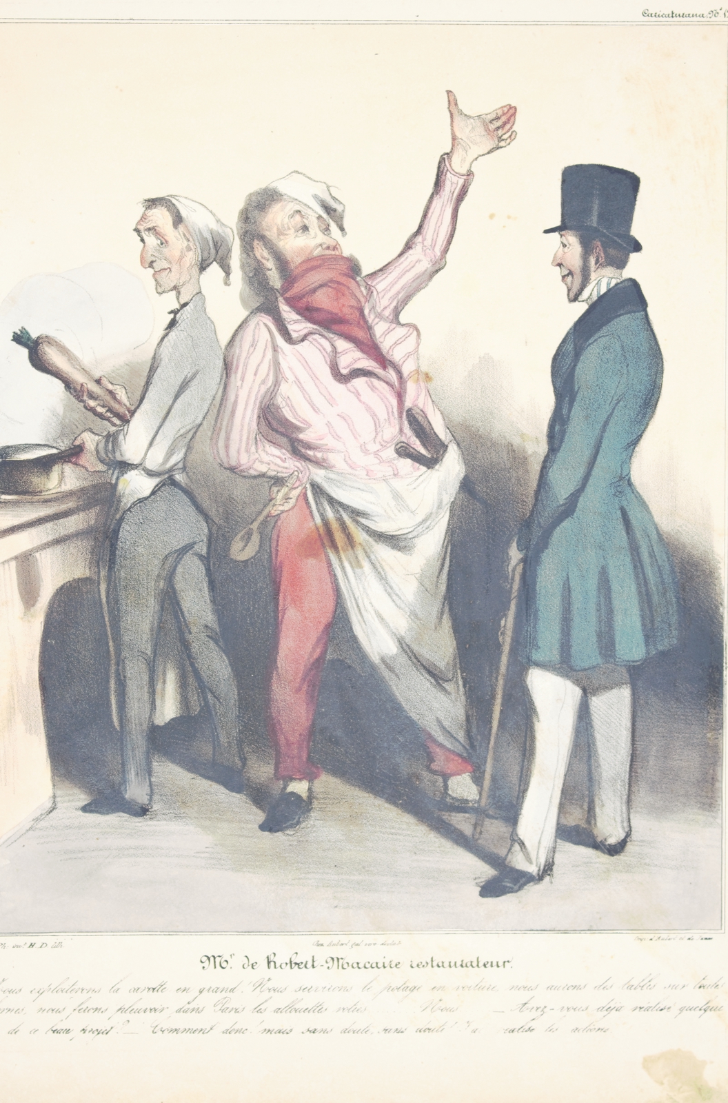 Lithographie originale en couleurs - Mr de Robert-Macaire restaurateur